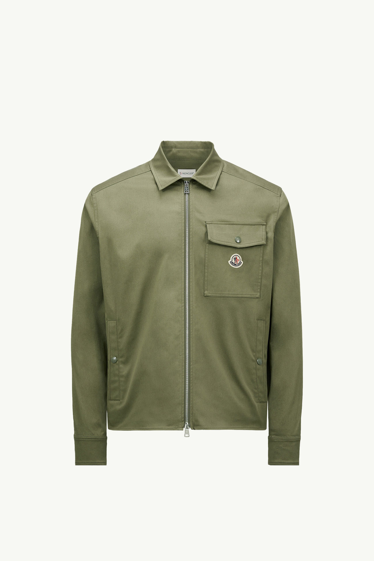 Hemdjacke aus Baumwoll-Gabardine mit Reißverschluss Herren Olivgrün Moncler 2