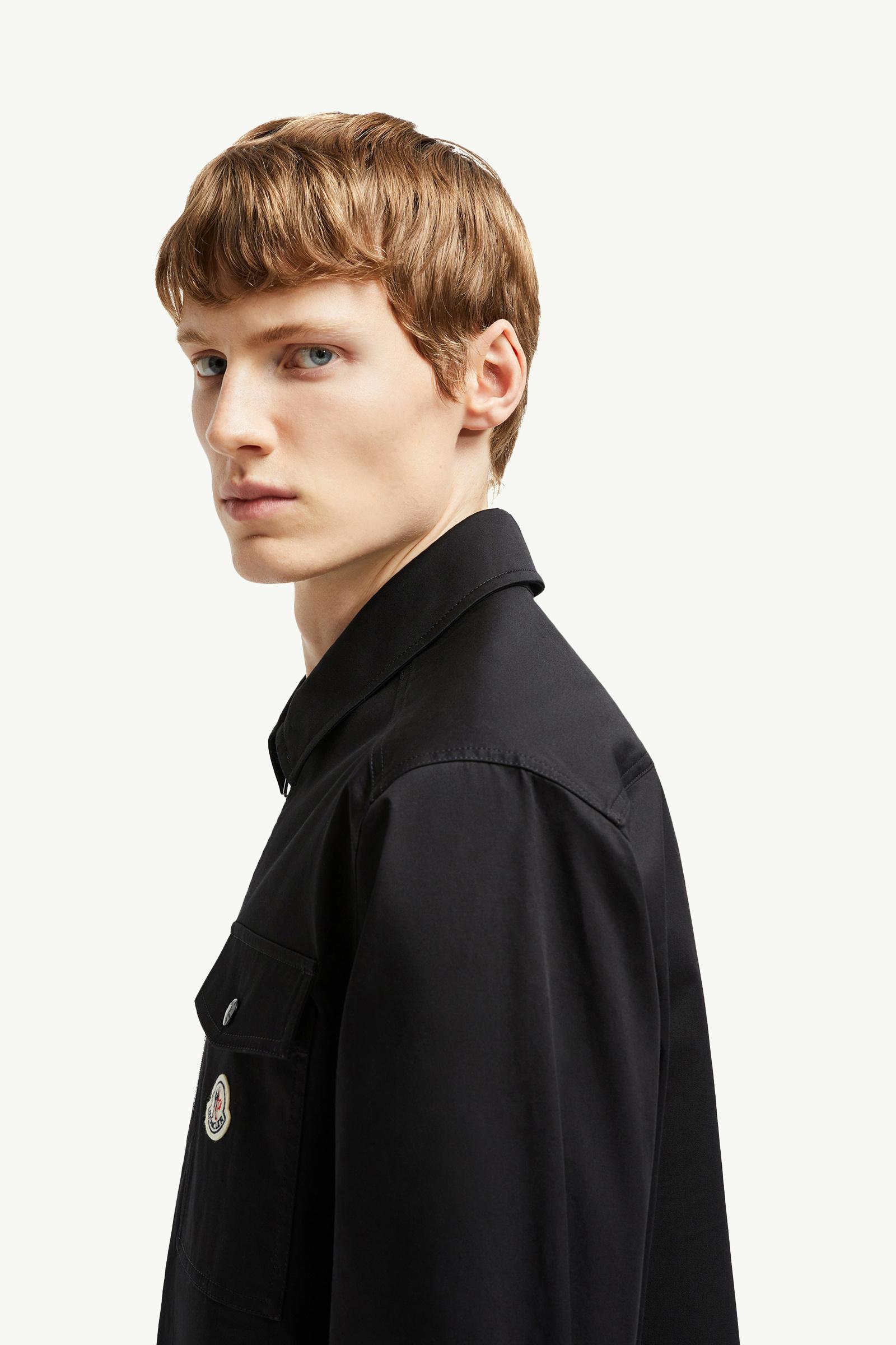 Cotton Gabardine Zip-Up Shirt Jacket Men Black Moncler 1