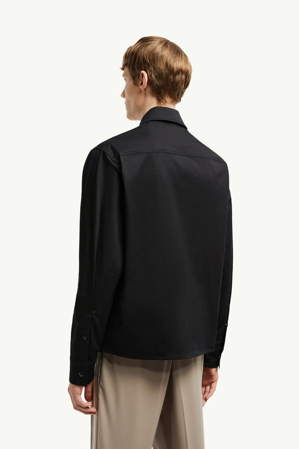 Cotton Gabardine Zip-Up Shirt Jacket Men Black Moncler 4