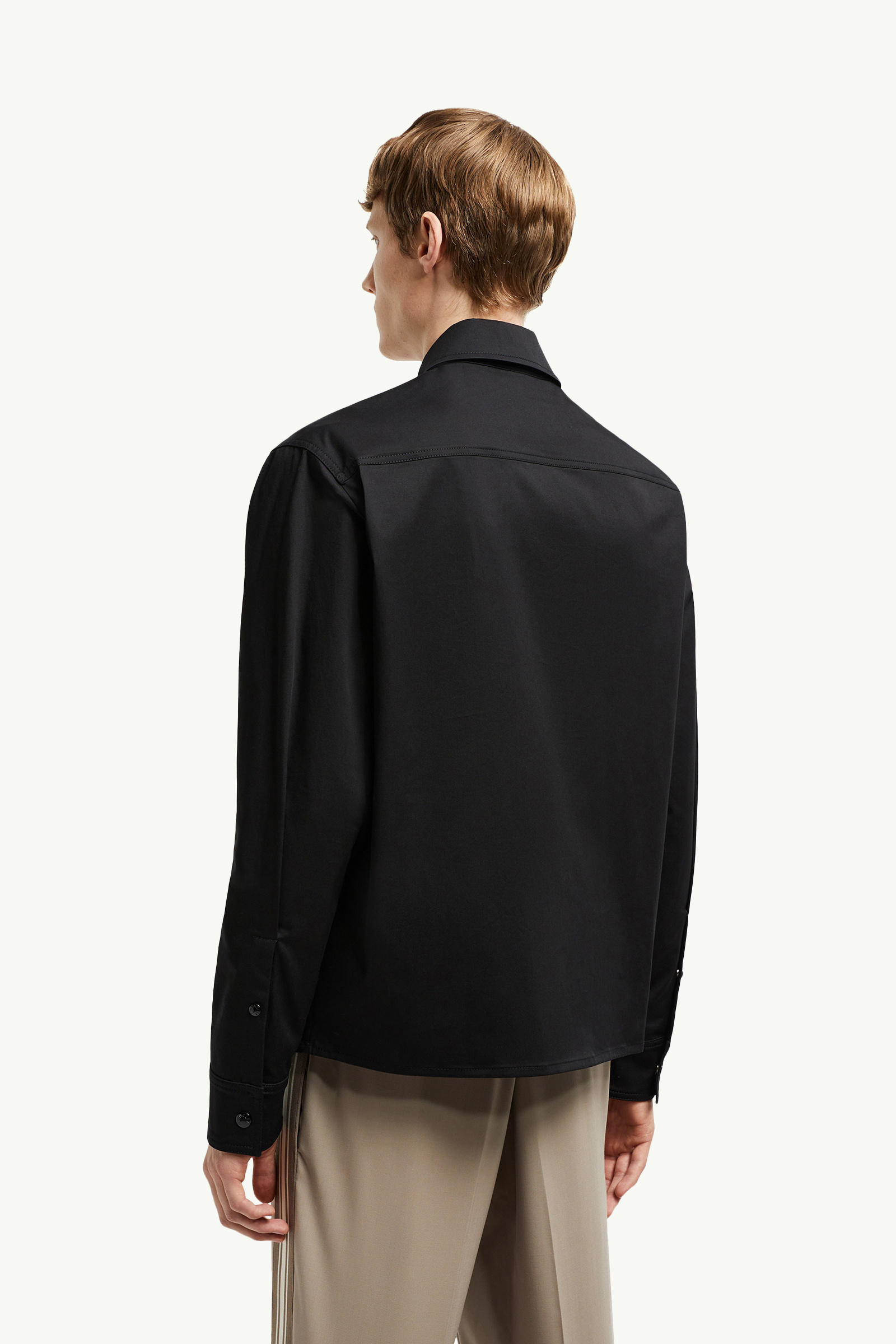 Cotton Gabardine Zip-Up Shirt Jacket Men Black Moncler 4