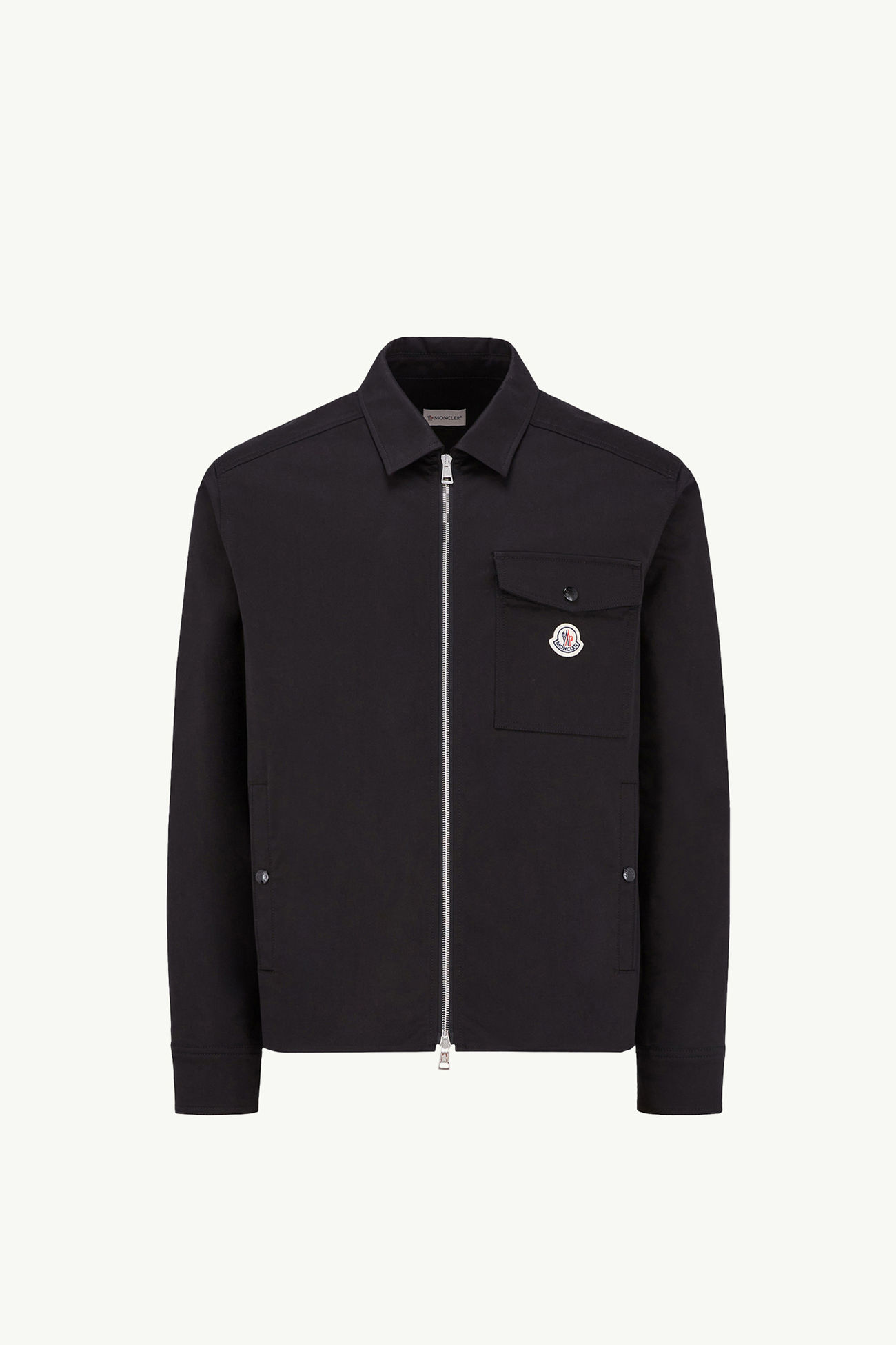 Chaqueta camisera con cremallera de gabardina de algodón Hombre Negro Moncler 2