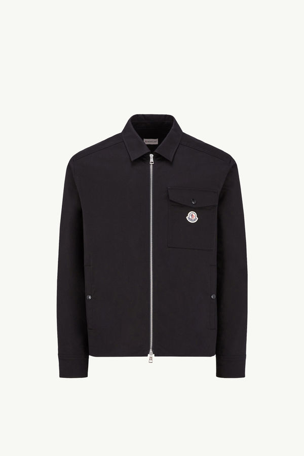 Chaqueta camisera con cremallera de gabardina de algodón Hombre Negro Moncler 2
