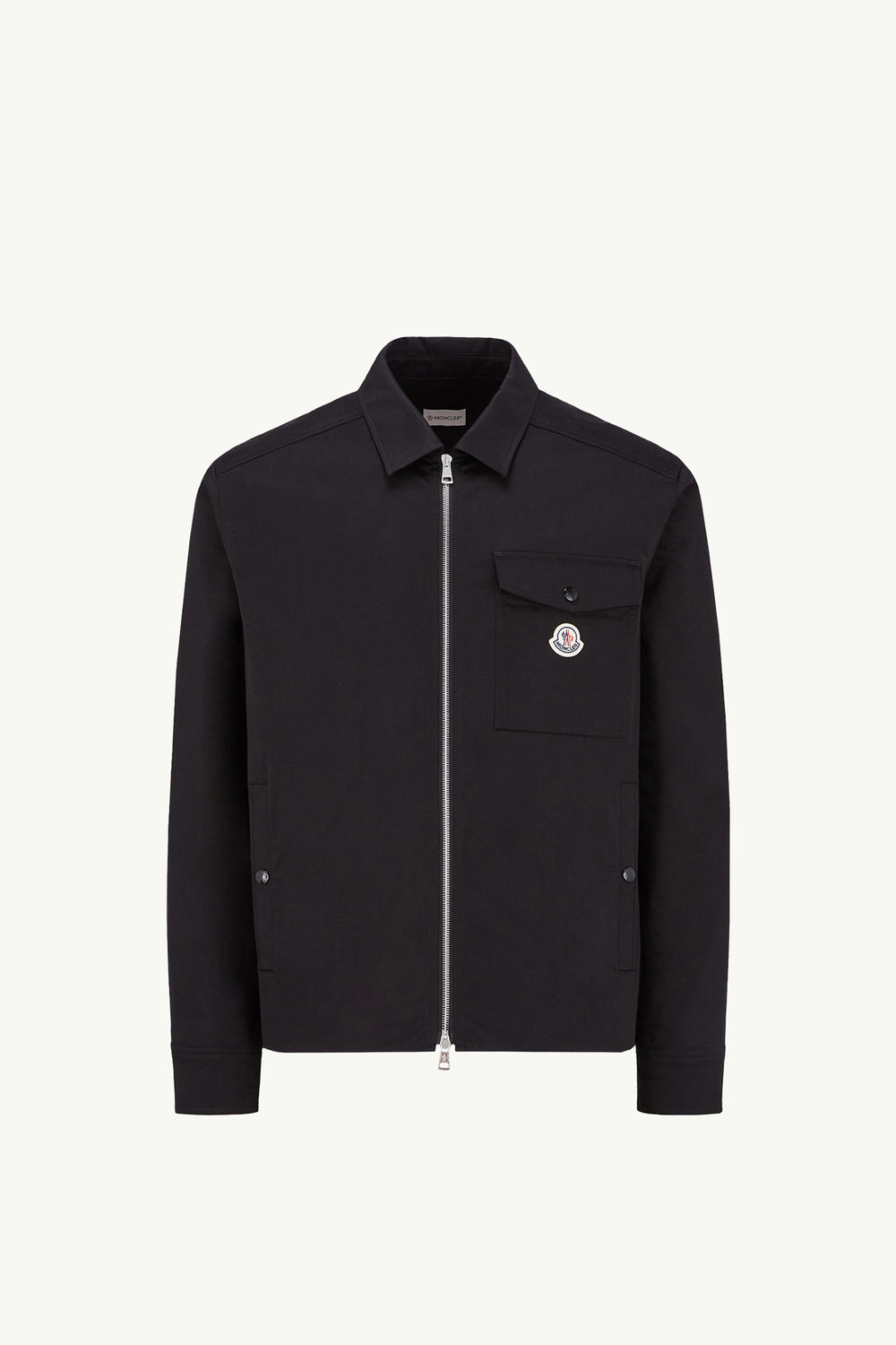 Veste-chemise zippée en gabardine Hommes Noir Moncler 2