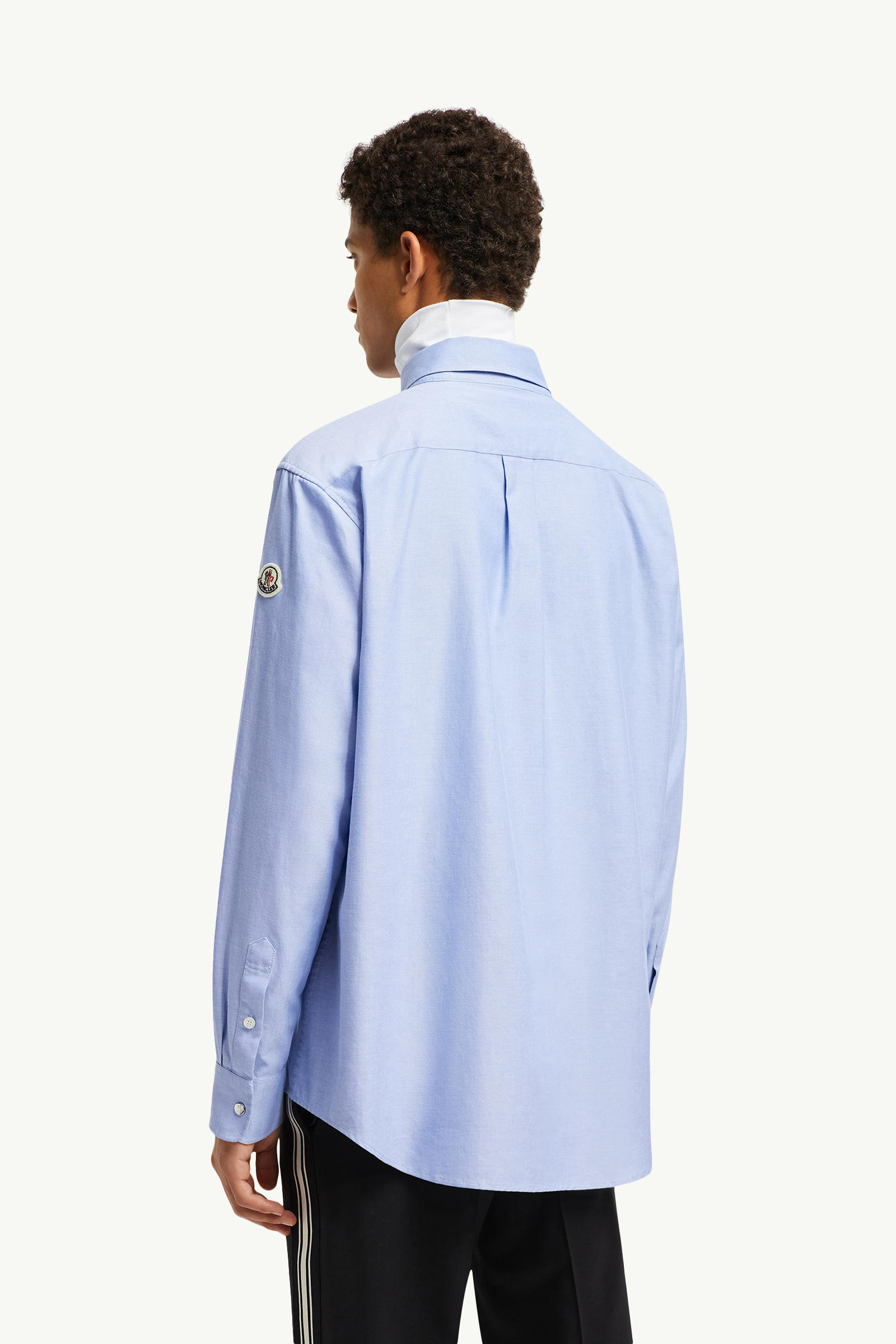 Chemise en coton Oxford à logo brodé Hommes Bleu clair Moncler 4