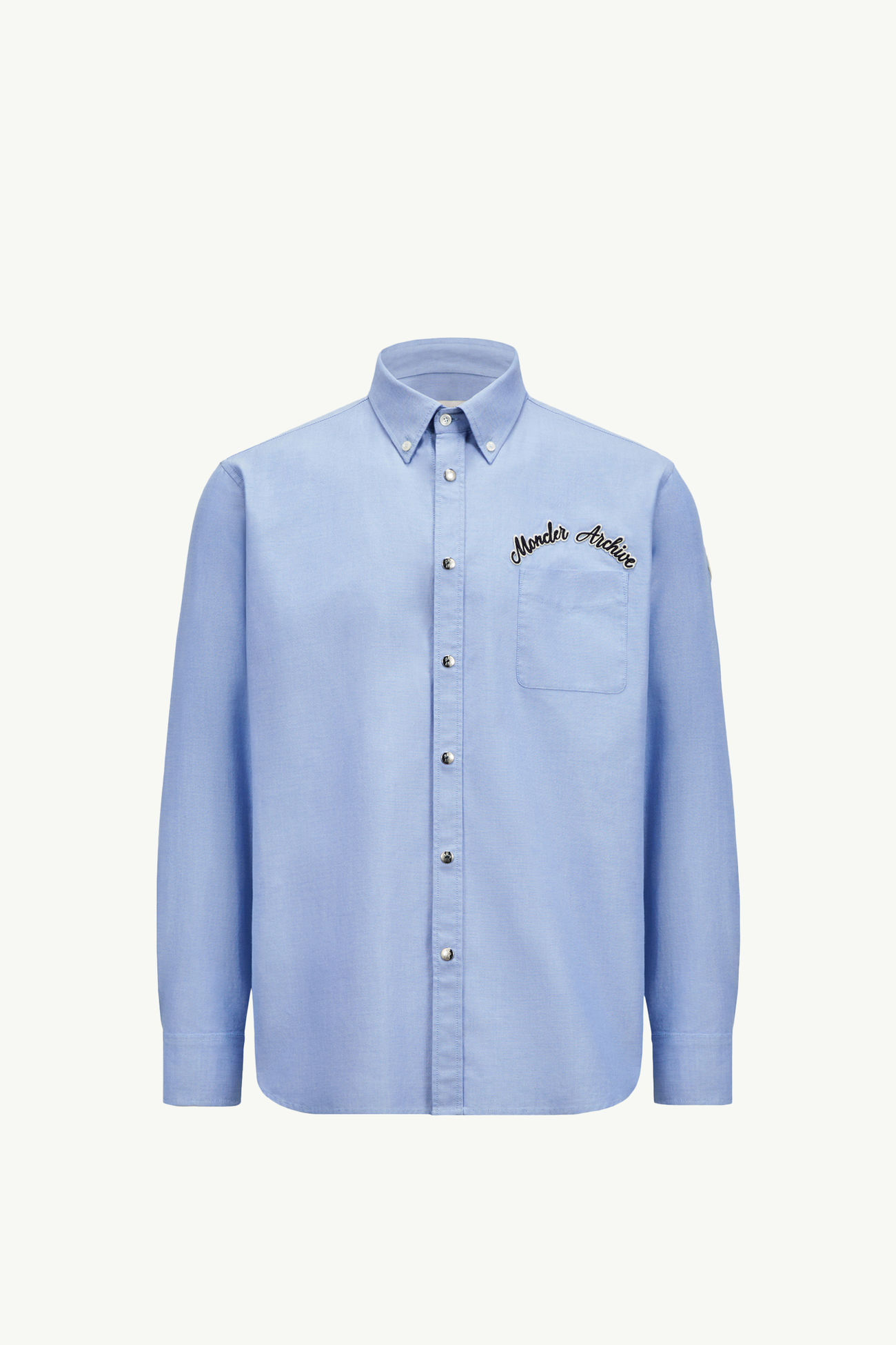 Camisa de algodón Oxford con logotipo bordado Hombre Azul claro Moncler 2