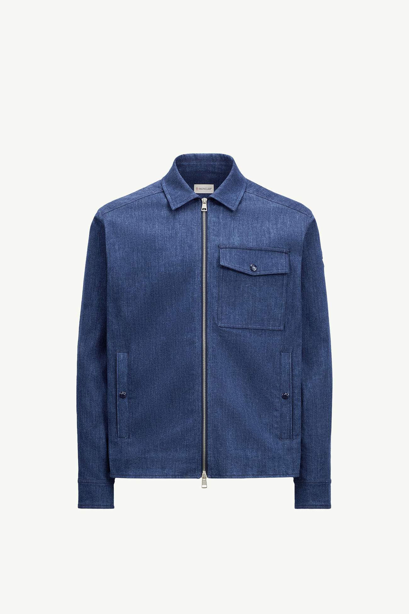 Camisa de manga larga de tejido vaquero con cremallera Hombre Azul Denim Moncler 2