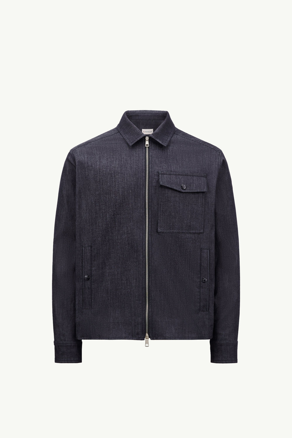 Denim Long Sleeve Zip-Up Shirt Men Denim Blue Moncler 2