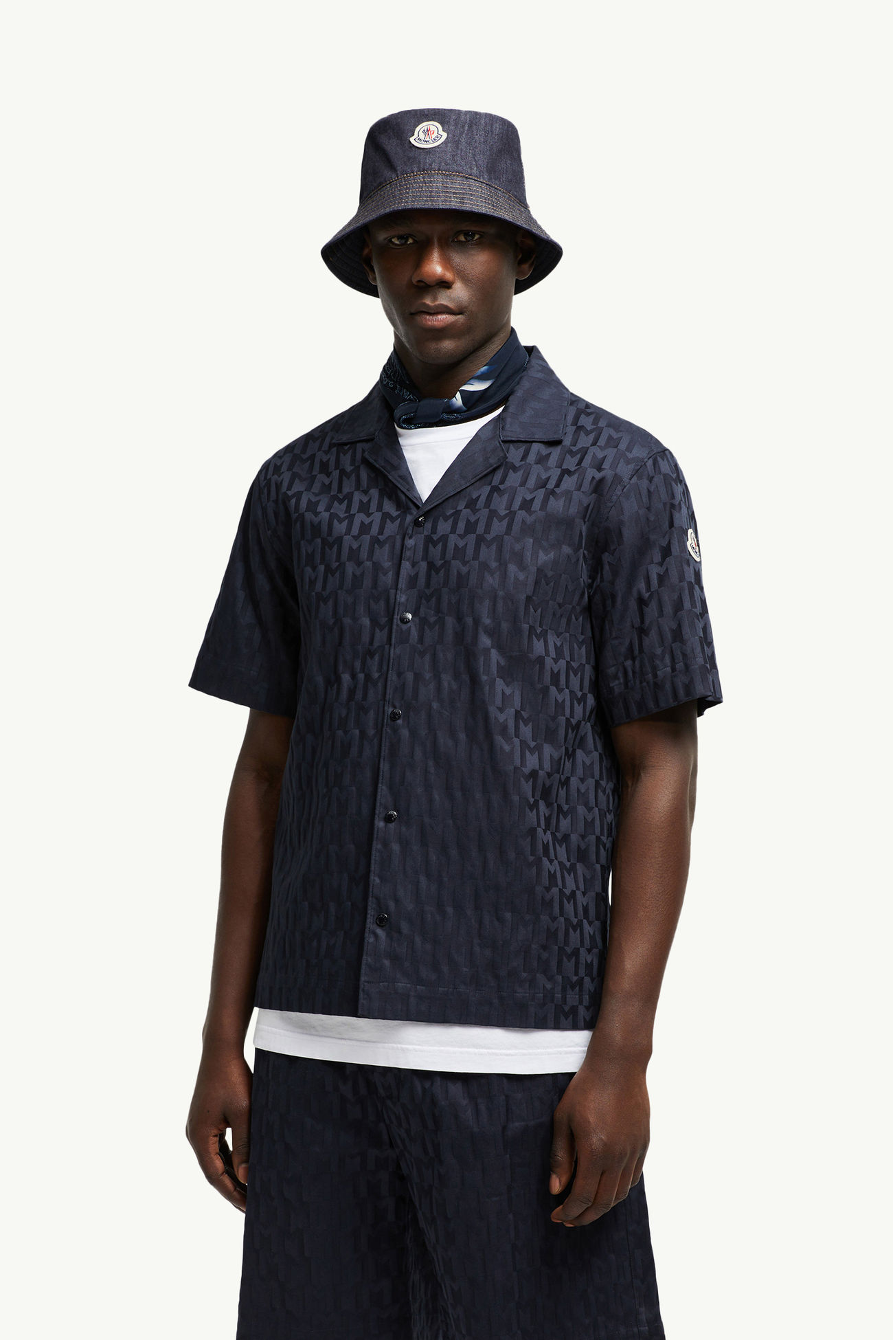 Monogramm Jacquard Hemd aus Baumwolle Herren Dunkelblau Moncler 0