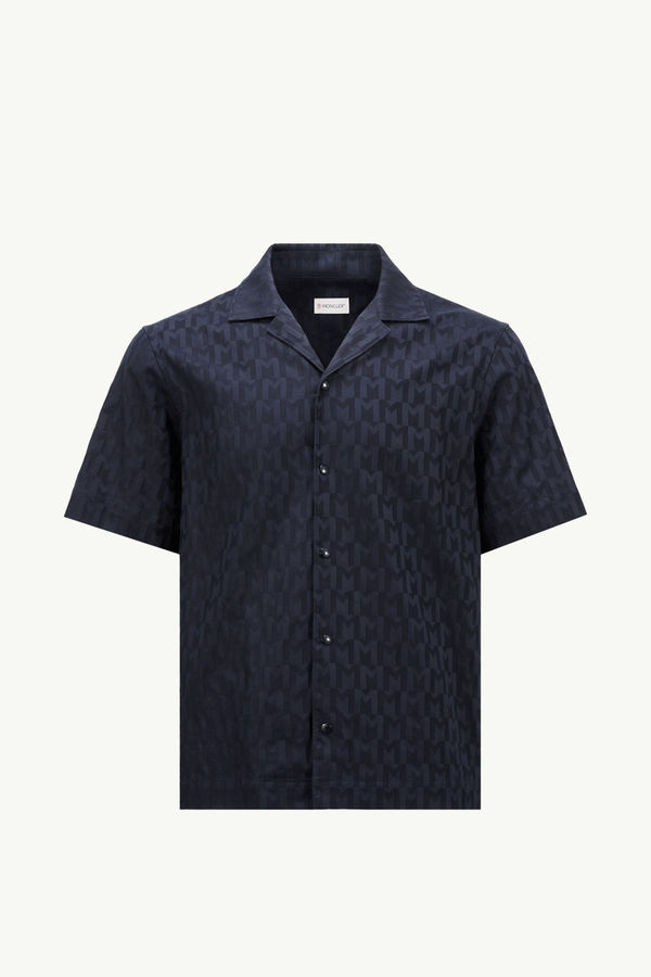 Chemise en coton à monogramme en jacquard Hommes Bleu foncé Moncler 2