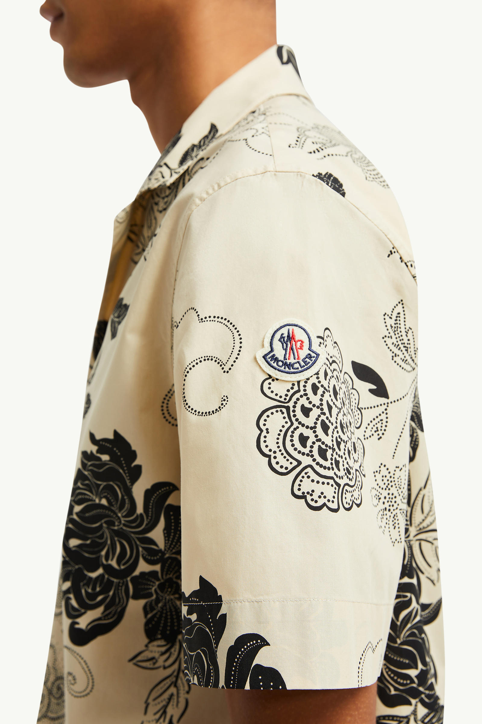 Floral Print Cotton Shirt Men Light Beige Moncler 5