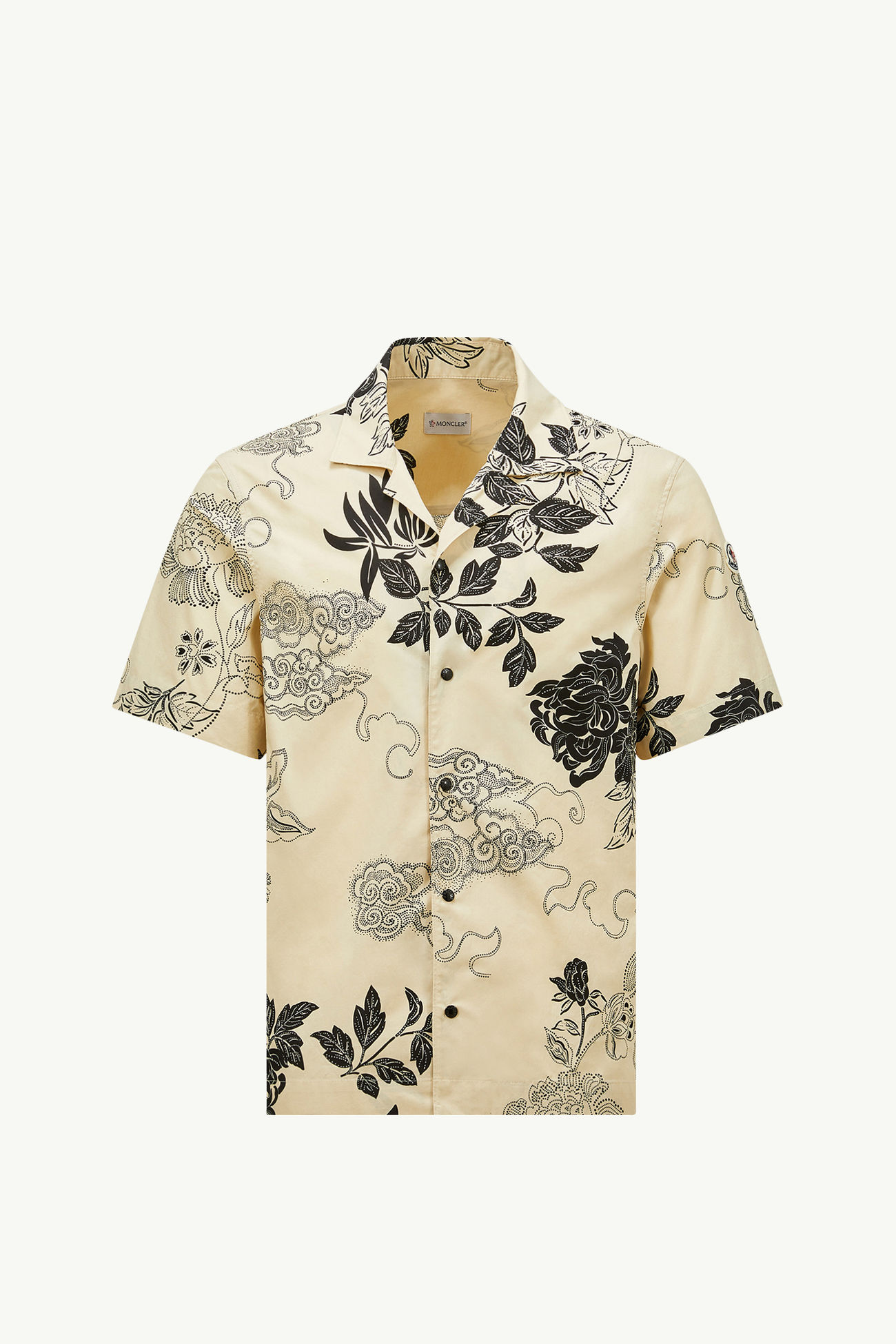 Camicia in cotone con stampa floreale Uomo Beige Chiaro Moncler 2
