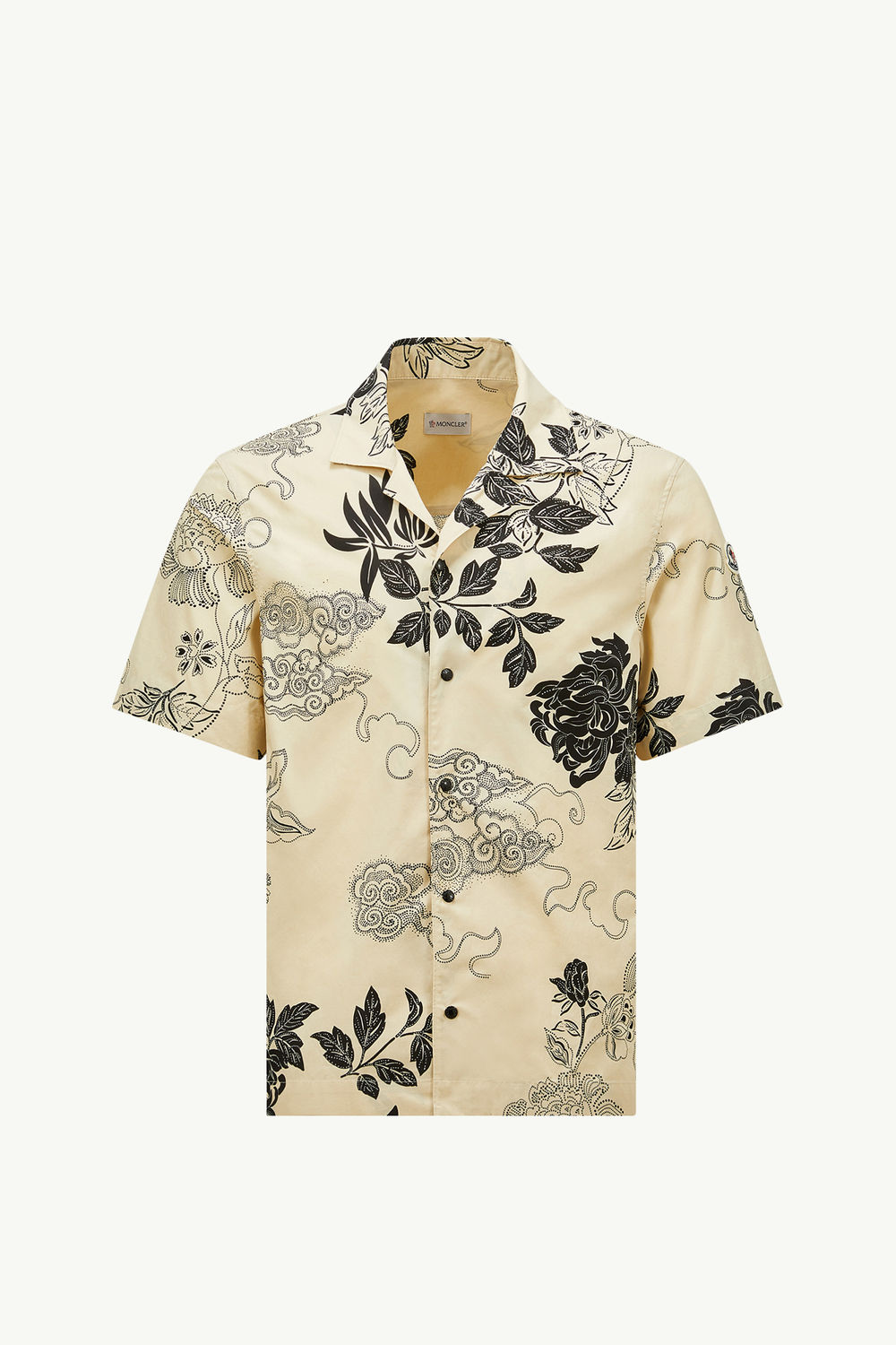 Floral Print Cotton Shirt Men Light Beige Moncler 2