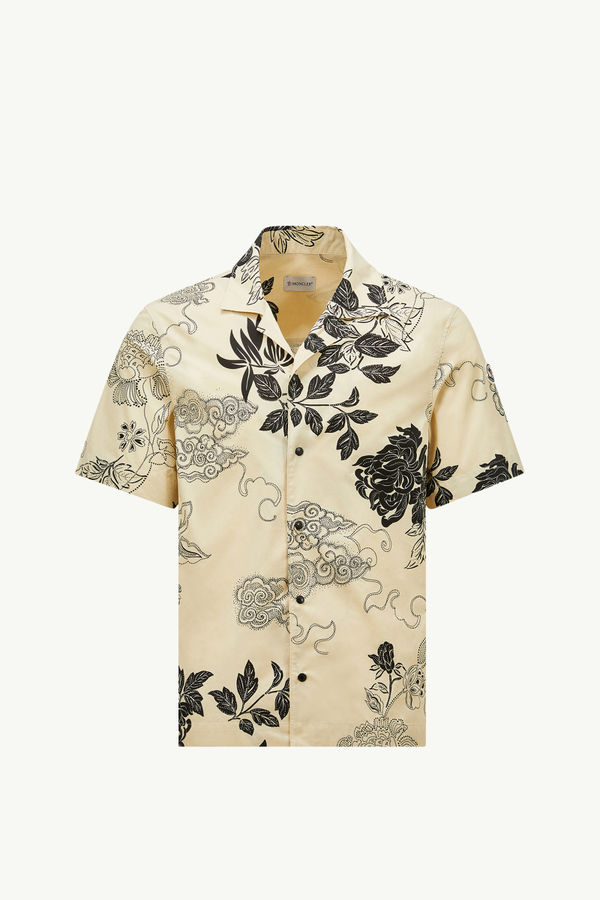 Floral Print Cotton Shirt Men Light Beige Moncler 2