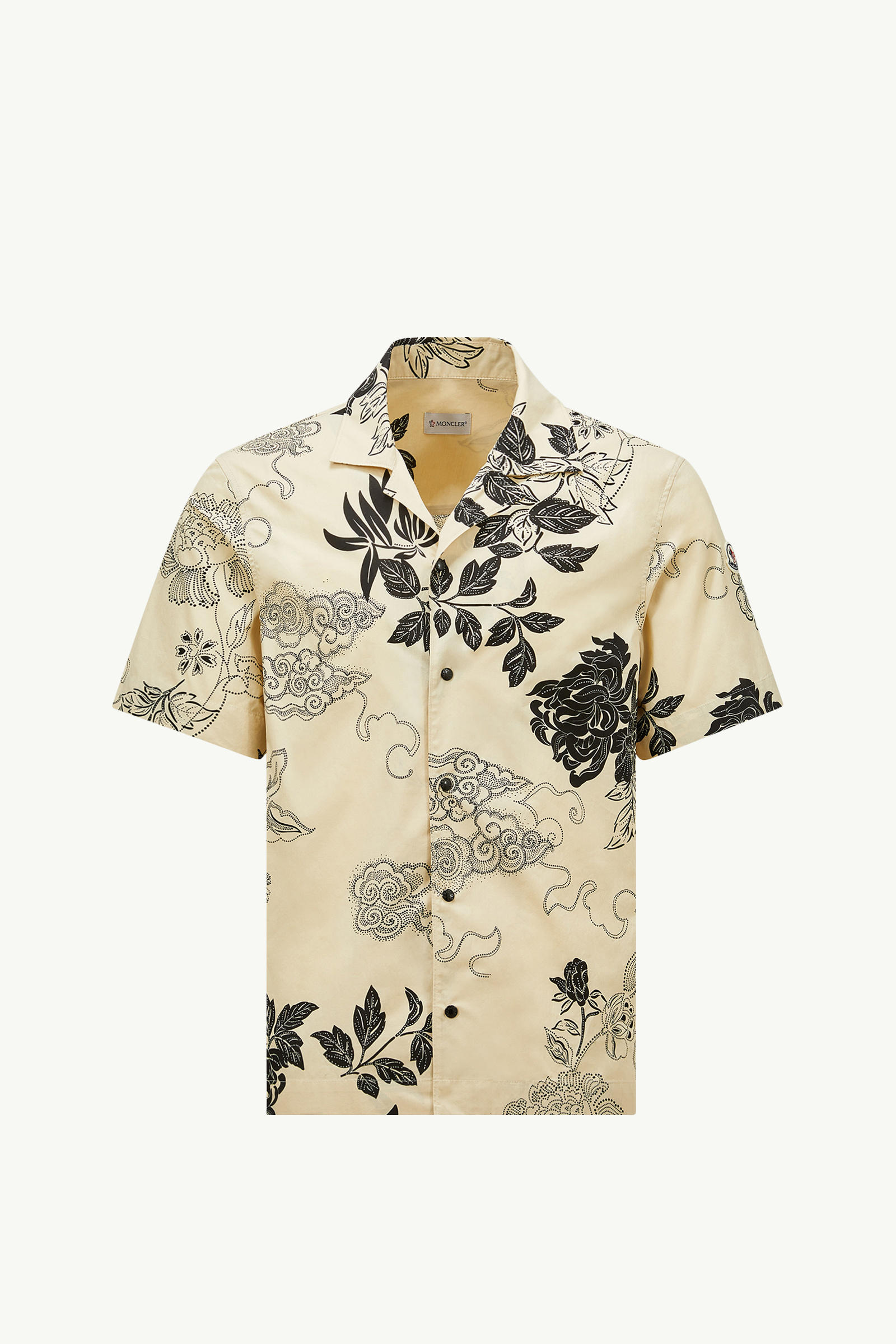 Floral Print Cotton Shirt Men Light Beige Moncler 2