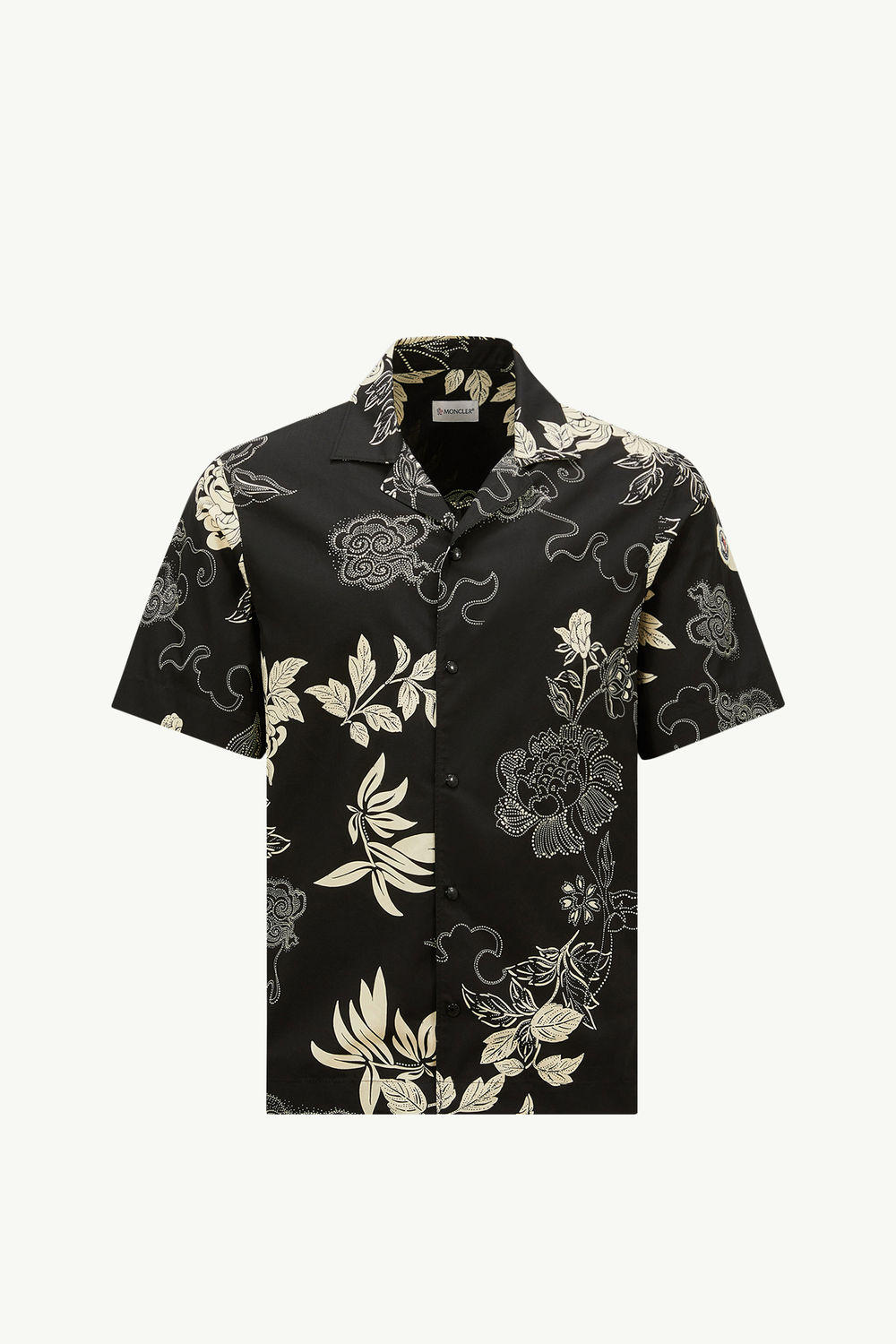Floral Print Cotton Shirt Men Black Moncler 2