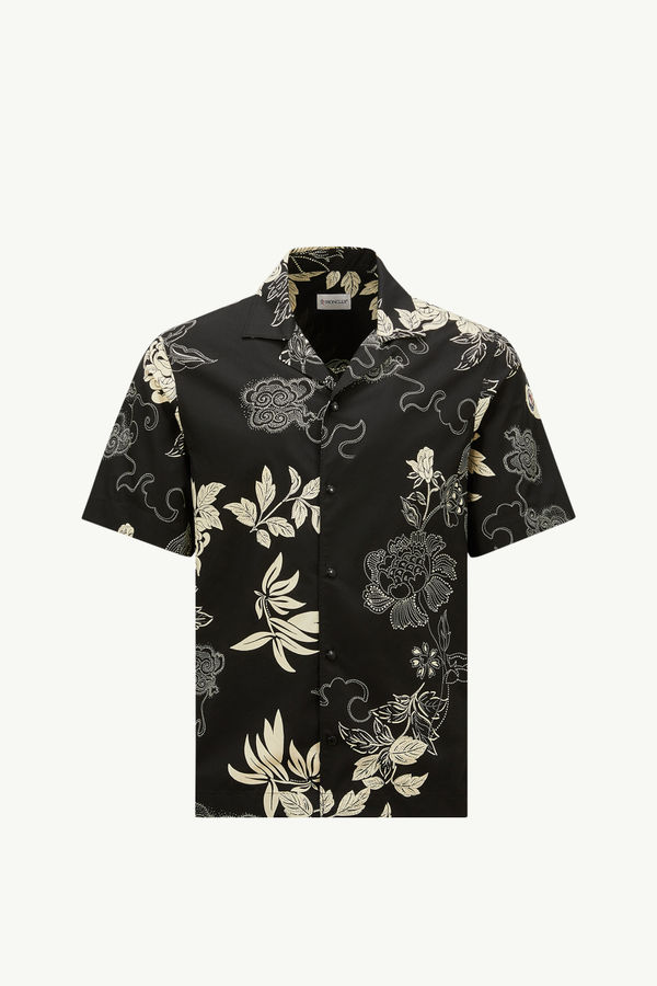 Floral Print Cotton Shirt Men Black Moncler 2