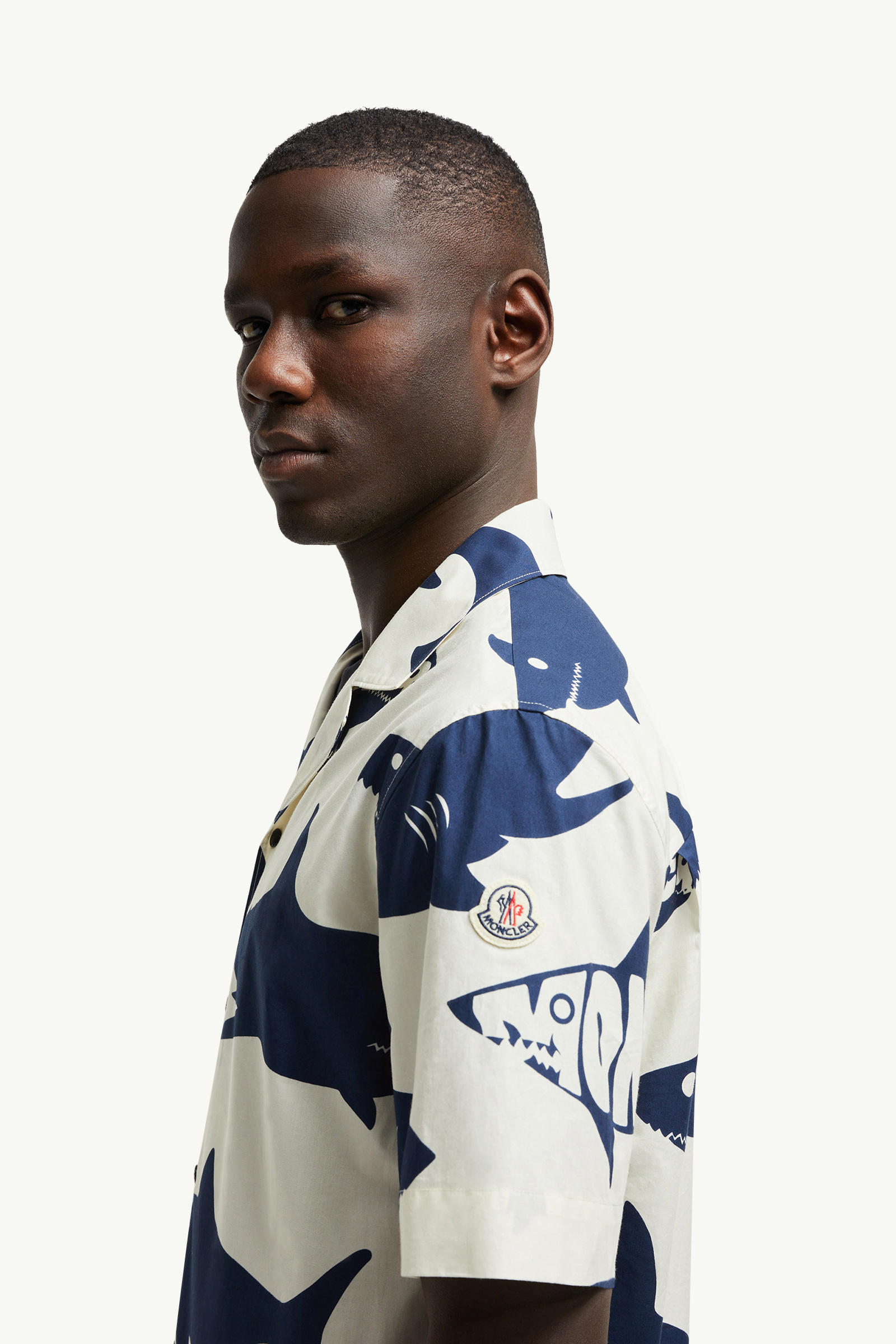 鯊魚印花棉質短袖恤衫 男士 藍色和白色 Moncler 1