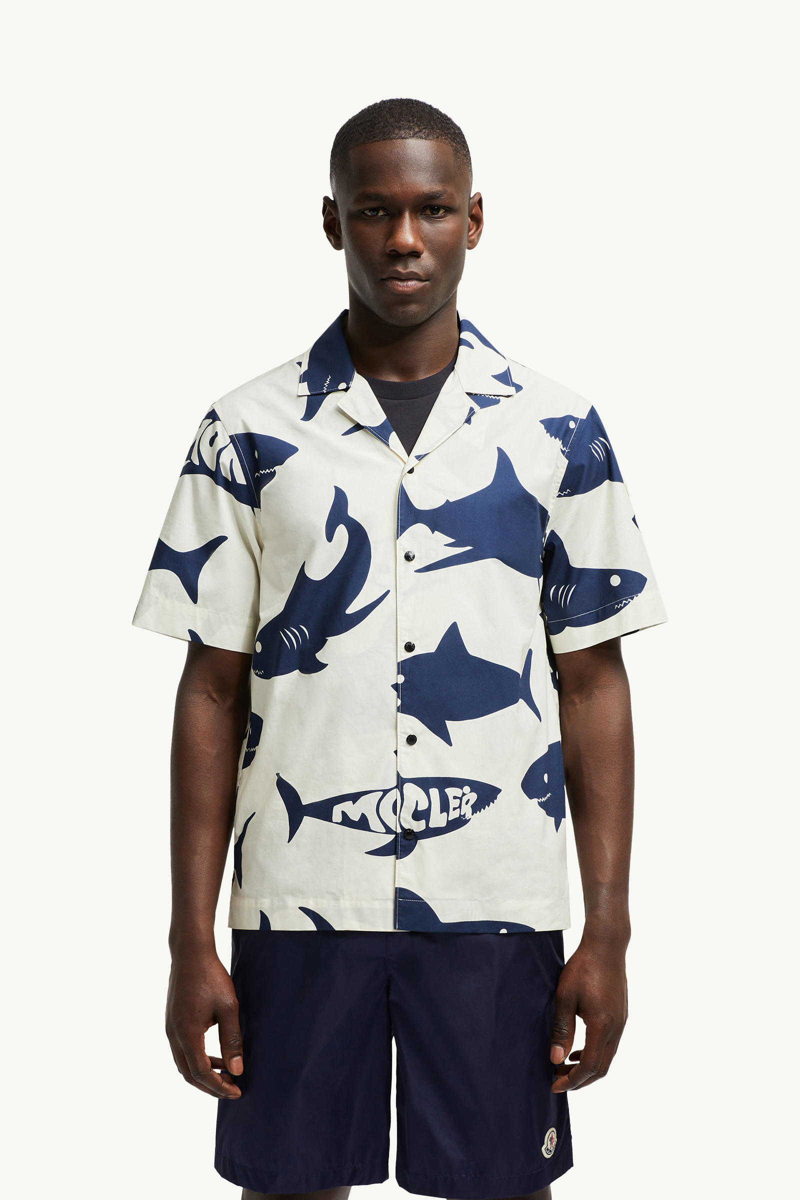 鯊魚印花棉質短袖恤衫 男士 藍色和白色 Moncler 3