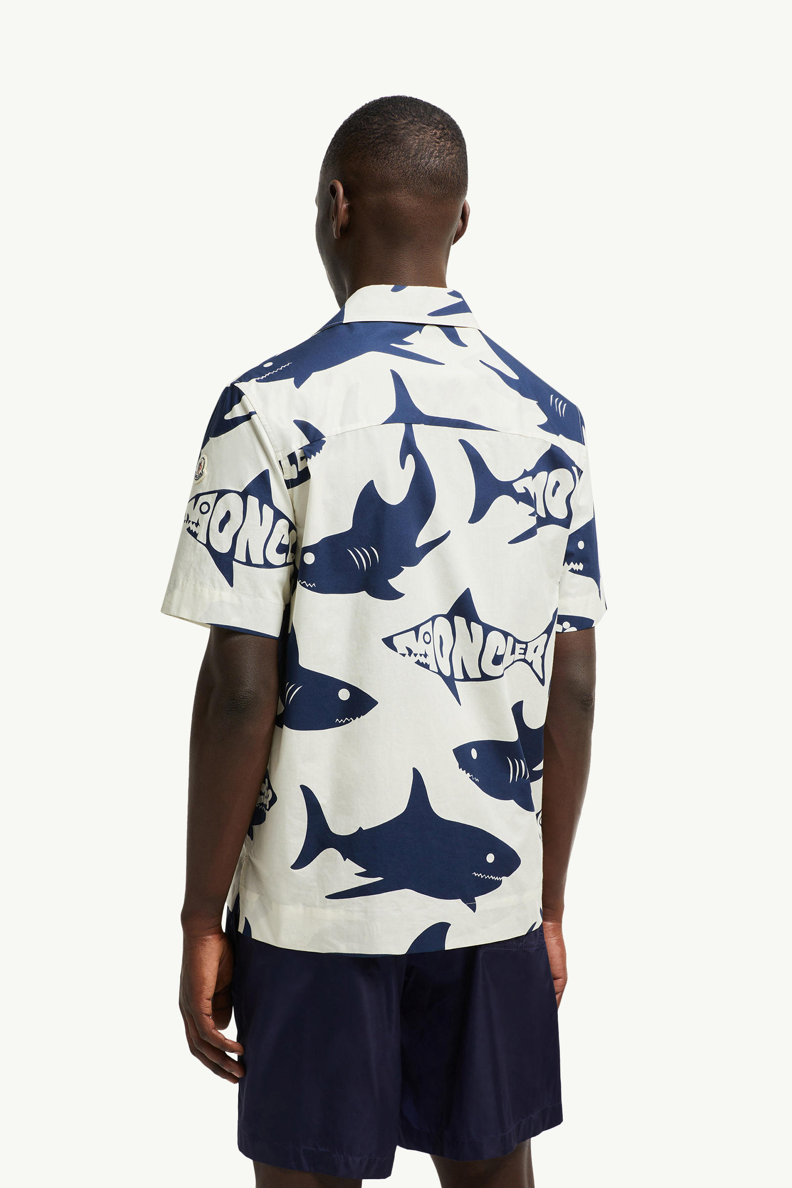 鯊魚印花棉質短袖恤衫 男士 藍色和白色 Moncler 4