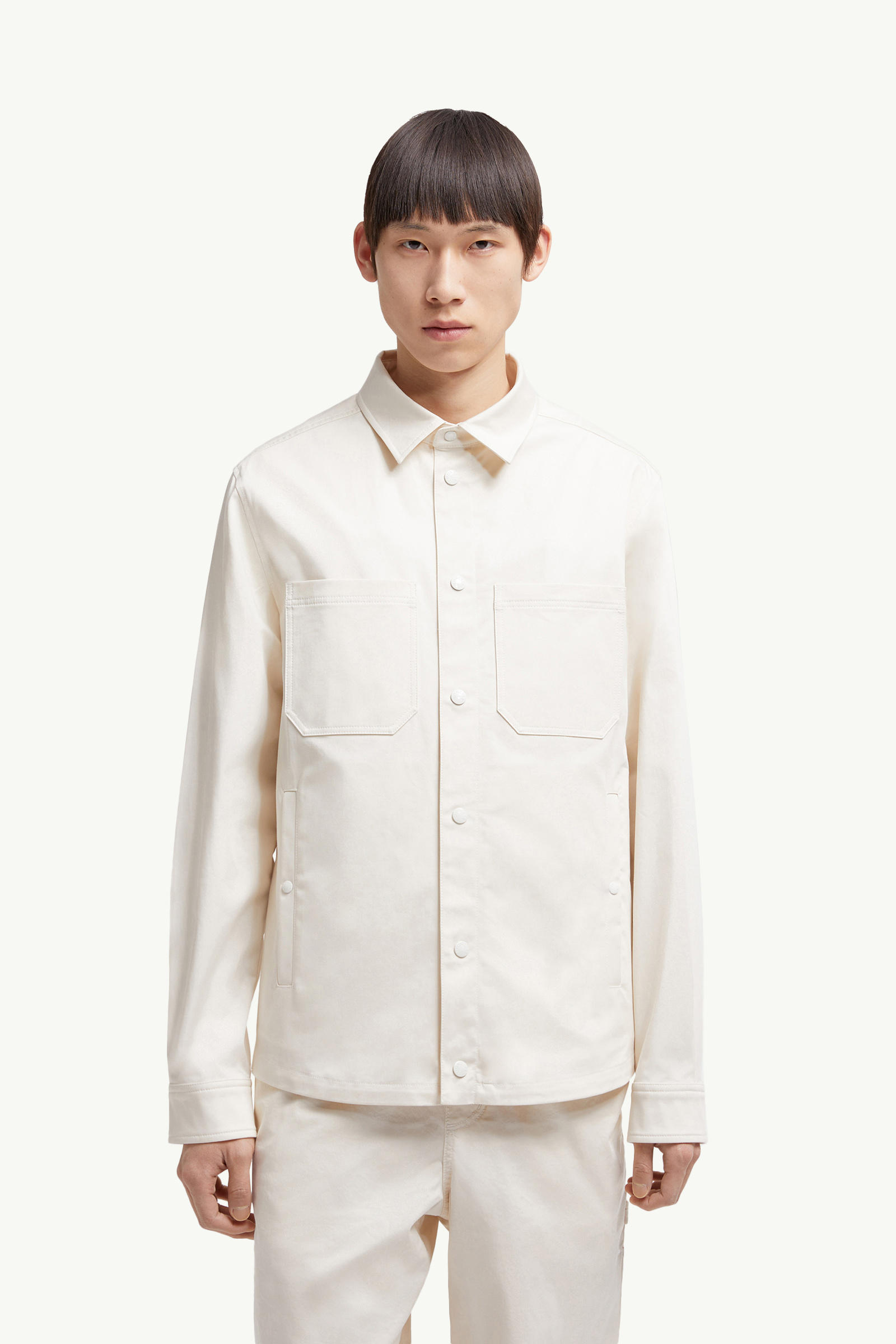 Cotton Gabardine Shirt Jacket Men White Ivory Moncler 3