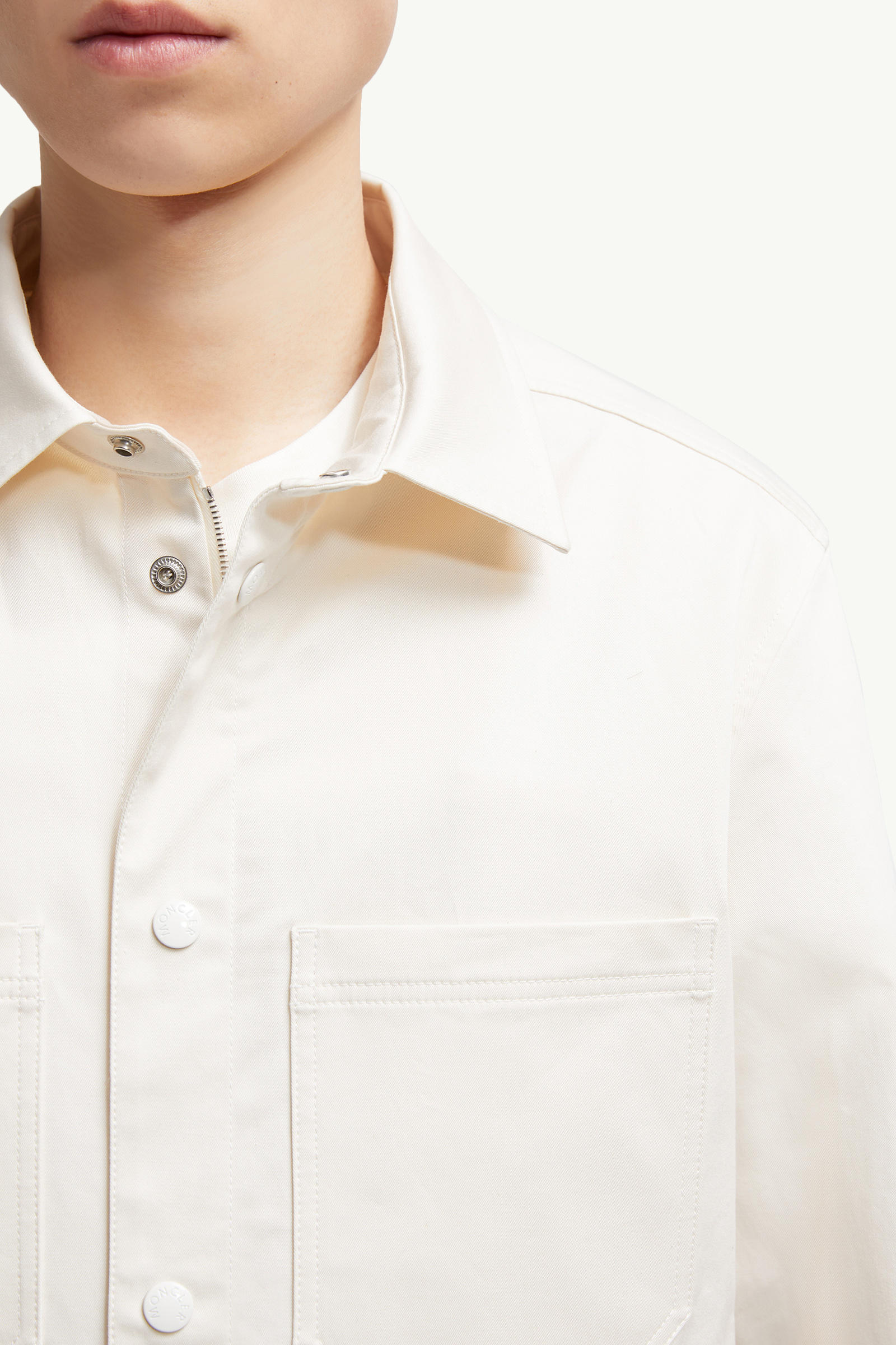 Cotton Gabardine Shirt Jacket Men White Ivory Moncler 5