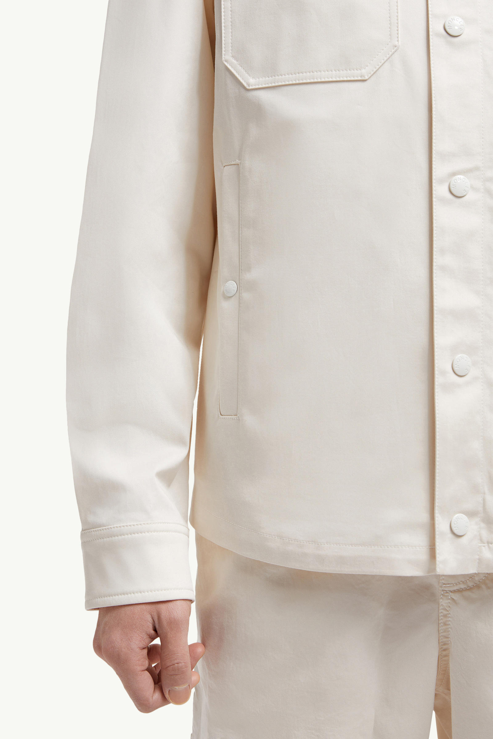 Cotton Gabardine Shirt Jacket Men White Ivory Moncler 6