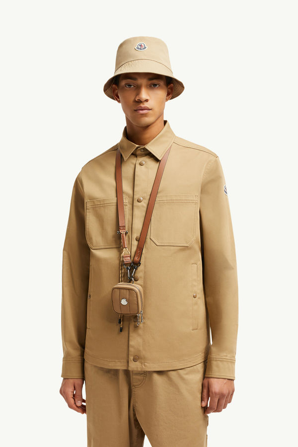 Cotton Gabardine Shirt Jacket Men Beige Moncler 0