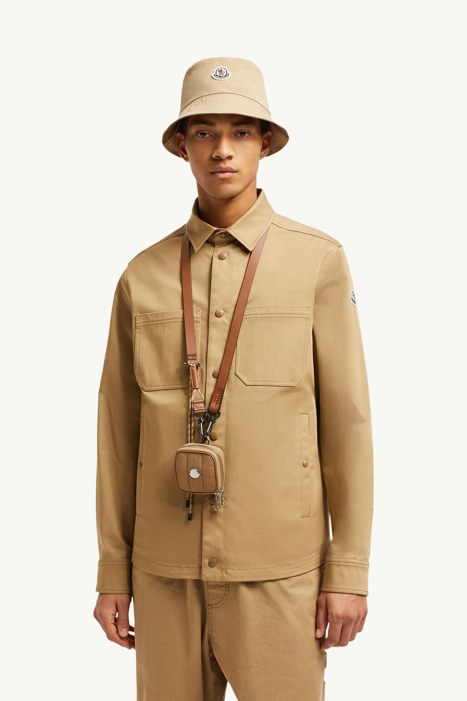 棉質華達呢恤衫式外套 男士 米色 Moncler 0