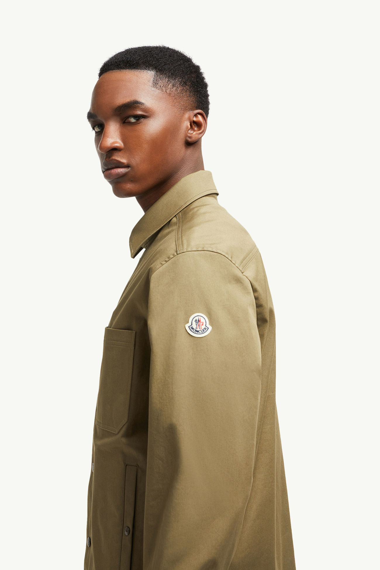 Hemdjacke aus Baumwoll-Gabardine Herren Olivgrün Moncler 1