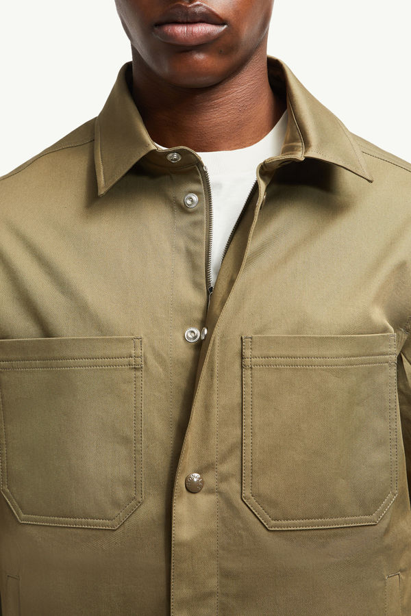 Cotton Gabardine Shirt Jacket Men Olive Green Moncler 6