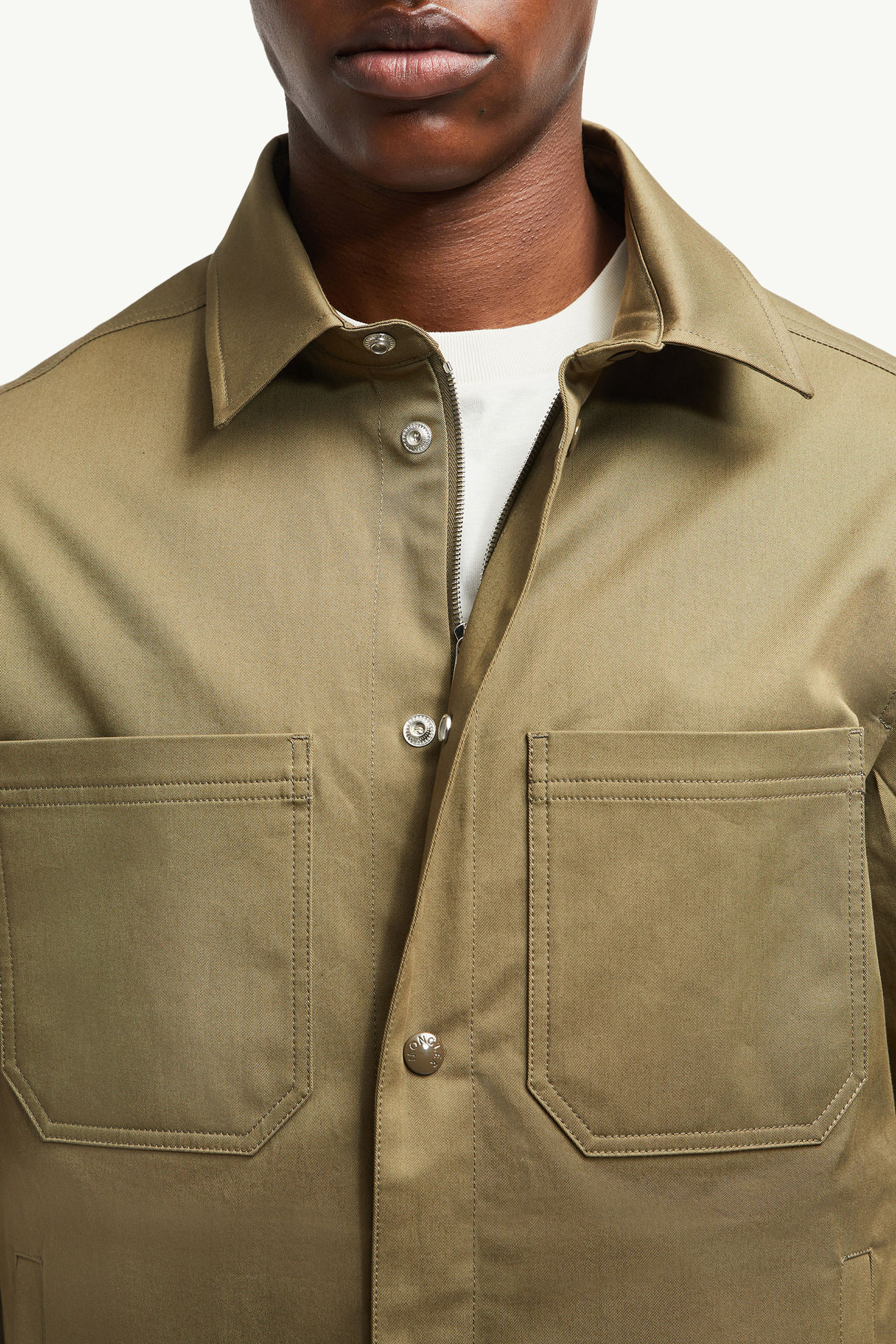 Hemdjacke aus Baumwoll-Gabardine Herren Olivgrün Moncler 6