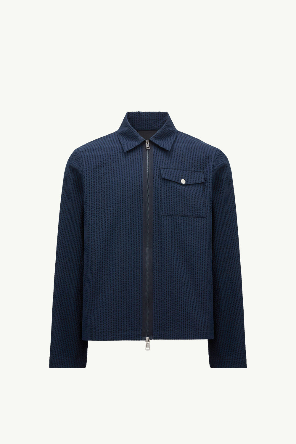 Seersucker Shirt Jacket Men Dark Blue Moncler 2
