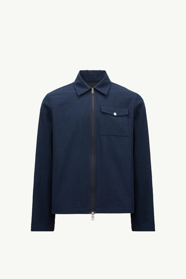 Seersucker Shirt Jacket Men Dark Blue Moncler 2