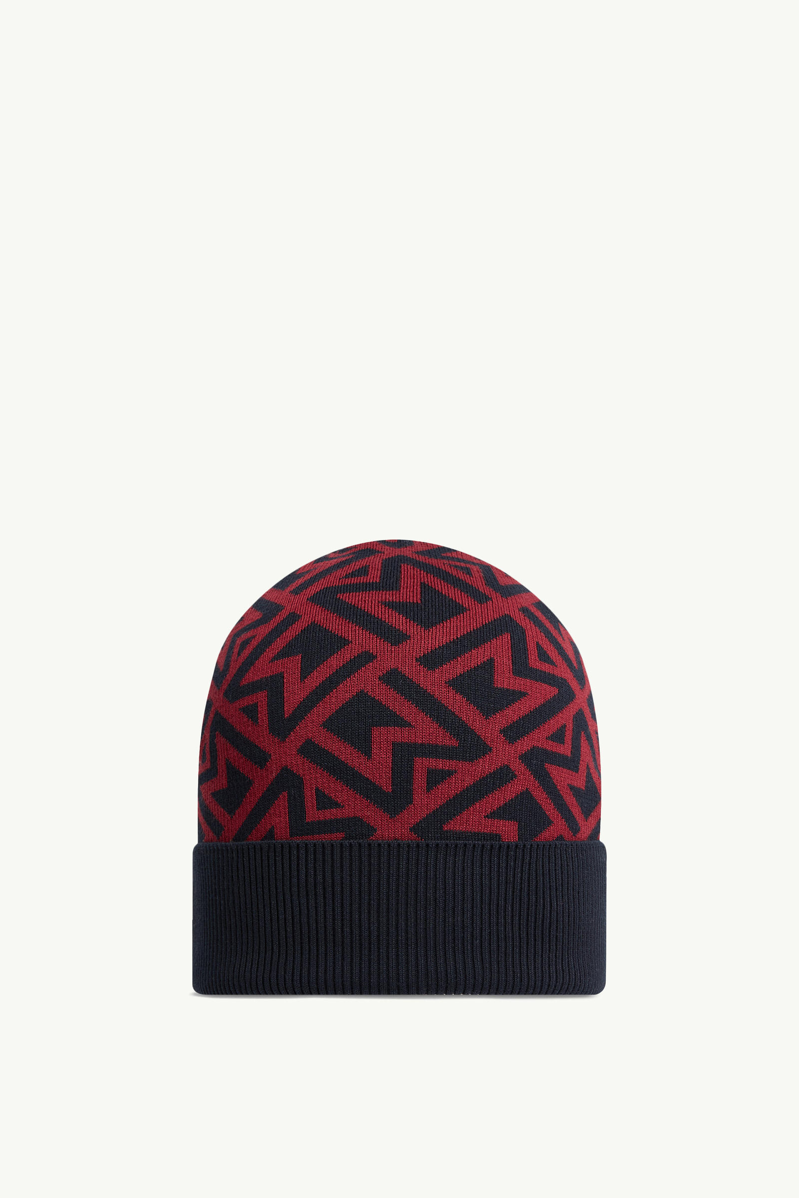 Monogram Jacquard Cotton Beanie Men Blue & Red Moncler 3