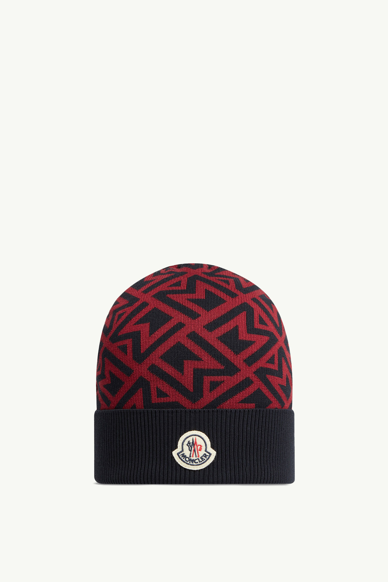 Gorro de algodón de jacquard con monograma Hombre Azul & Rojo Moncler 0