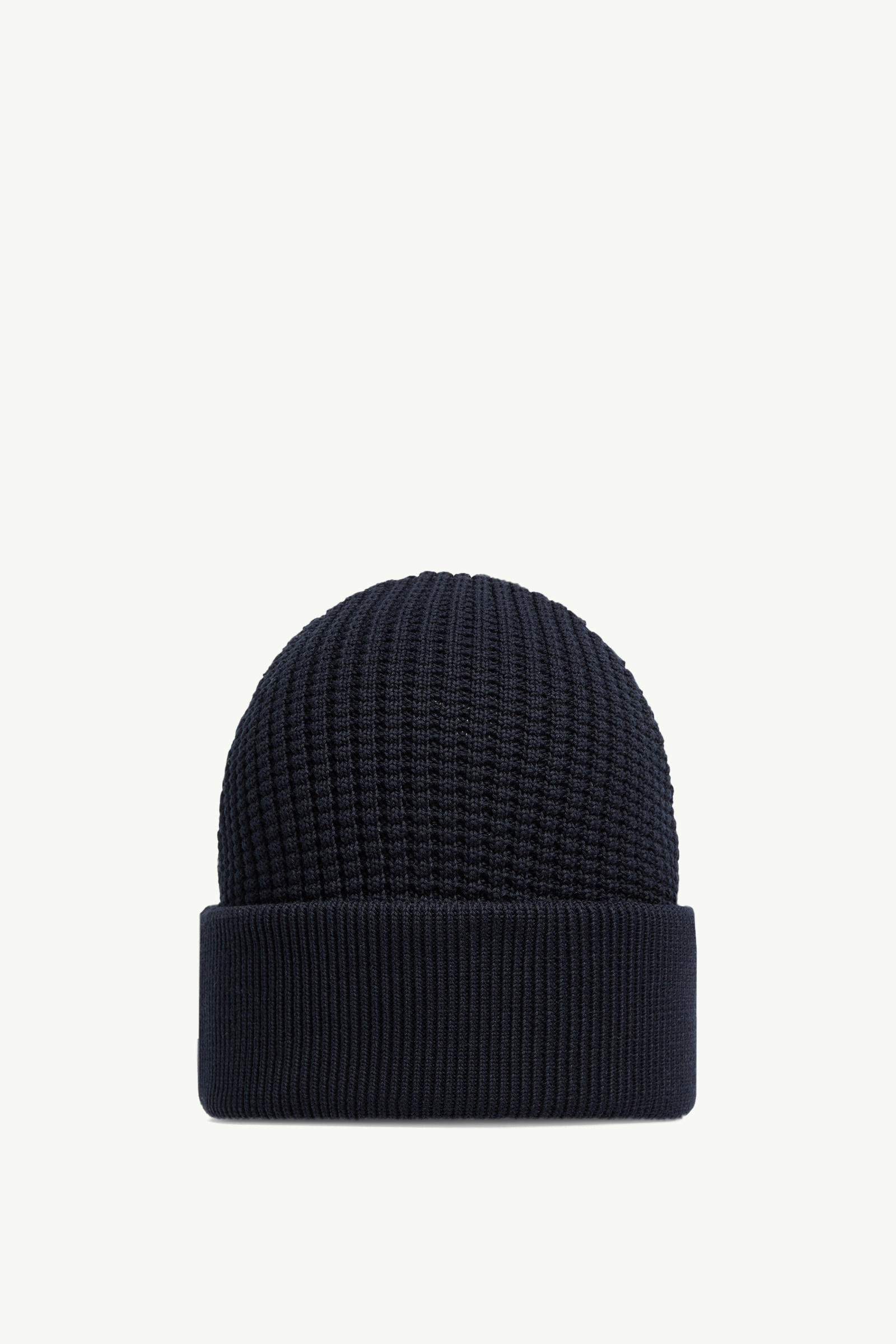 Textured Cotton Beanie Men Navy Blue Moncler 3