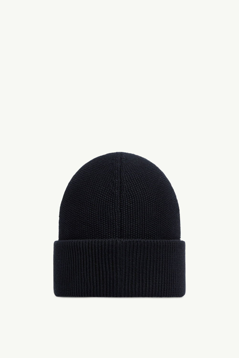 Leather Logo Cotton & Cashmere Beanie Men Dark Blue Moncler 3