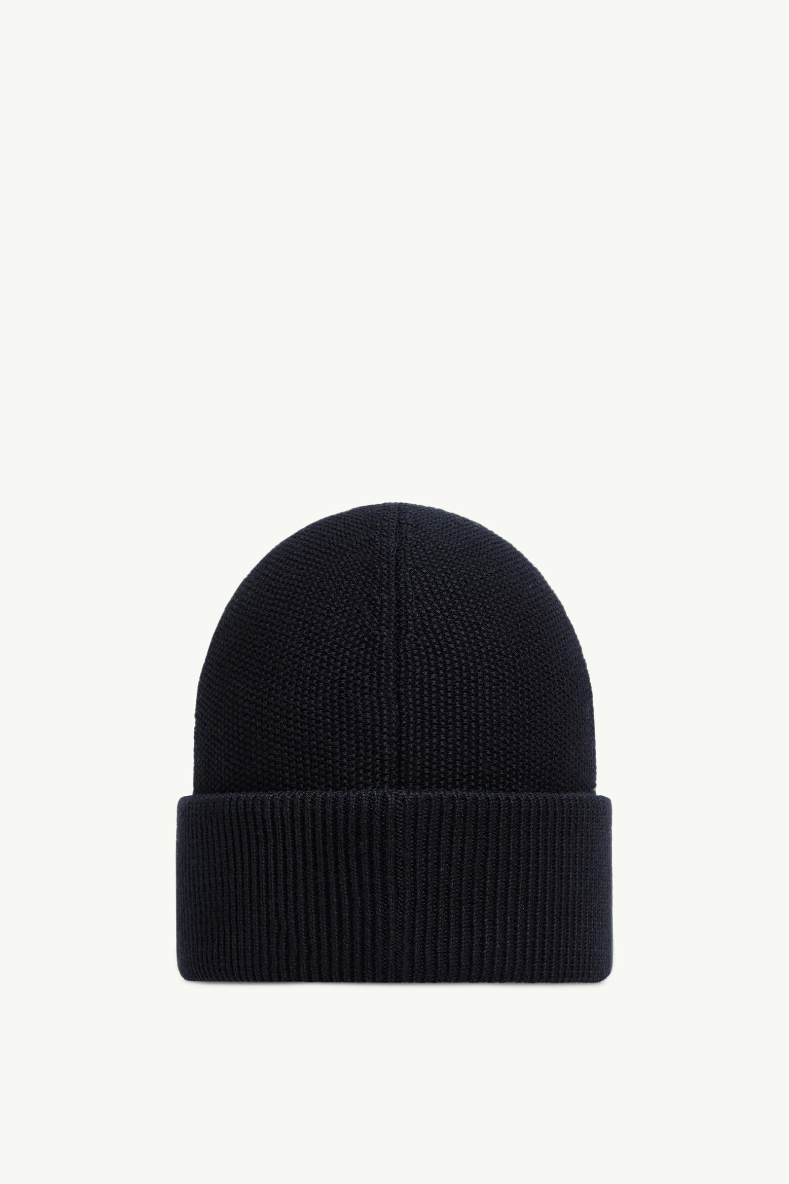 Leather Logo Cotton & Cashmere Beanie Men Dark Blue Moncler 3