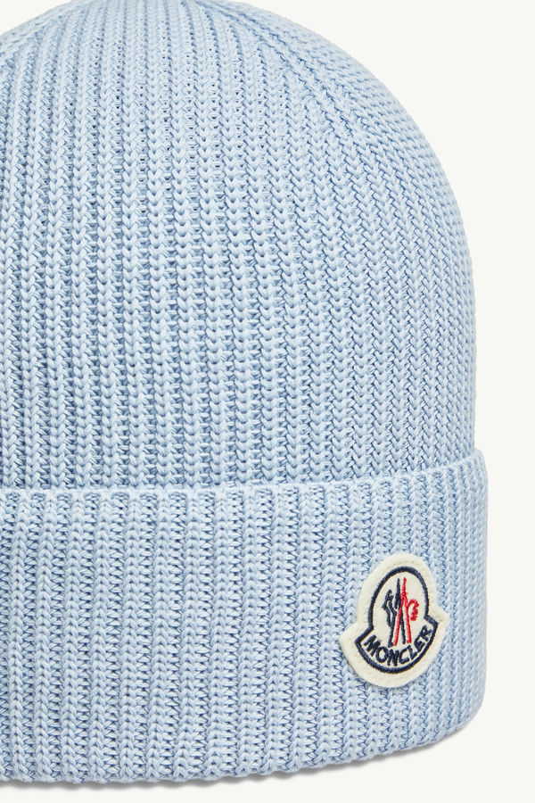 Cotton Beanie Men Light Blue Moncler 2