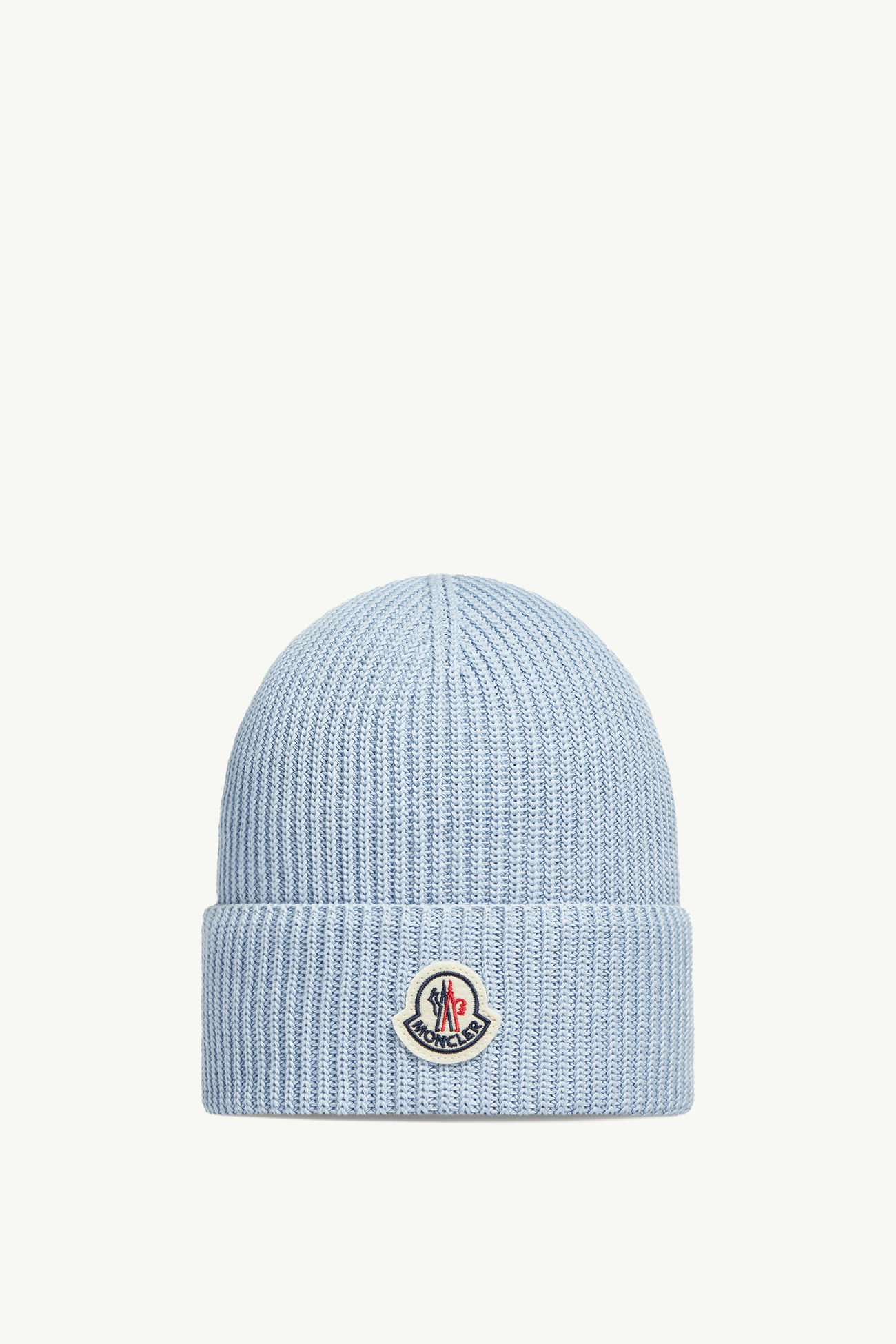 Cotton Beanie Men Light Blue Moncler 0
