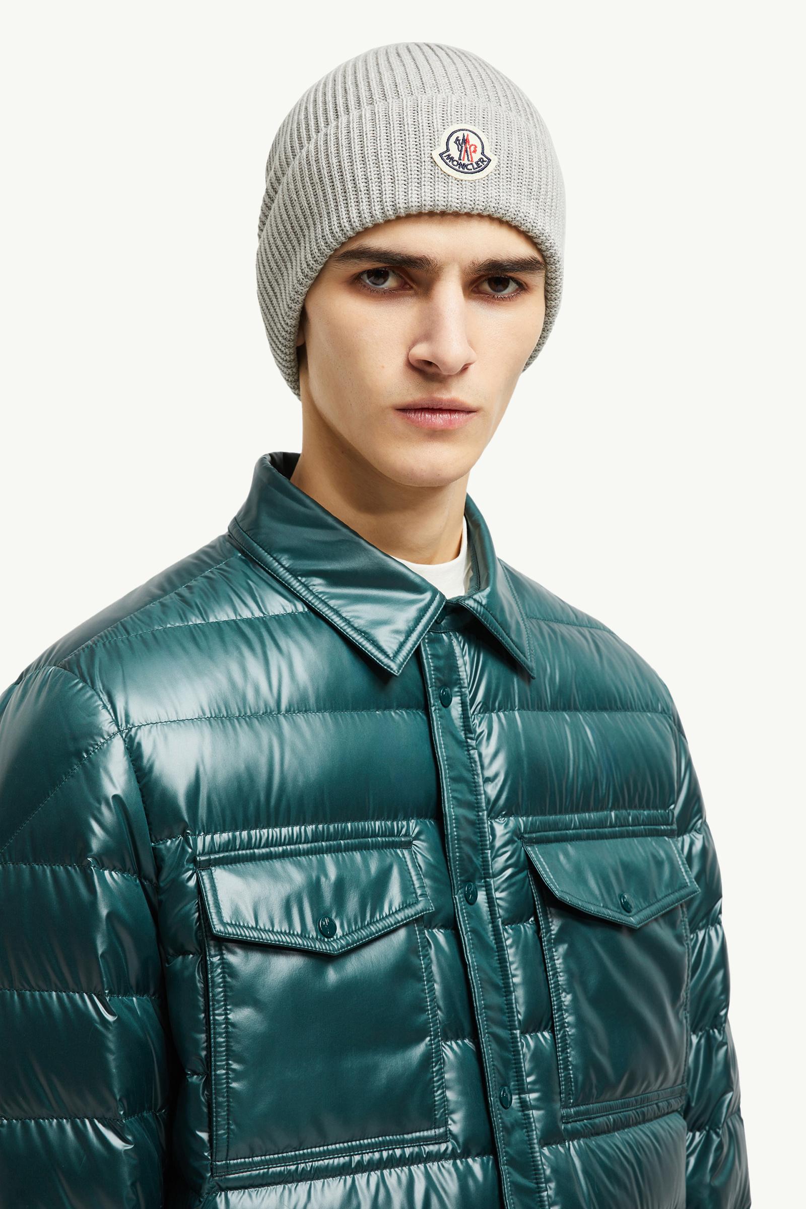 Cotton Beanie Men Gray Moncler 1