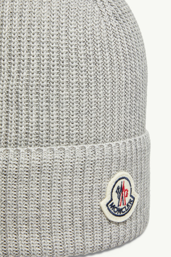 Cotton Beanie Men Gray Moncler 2