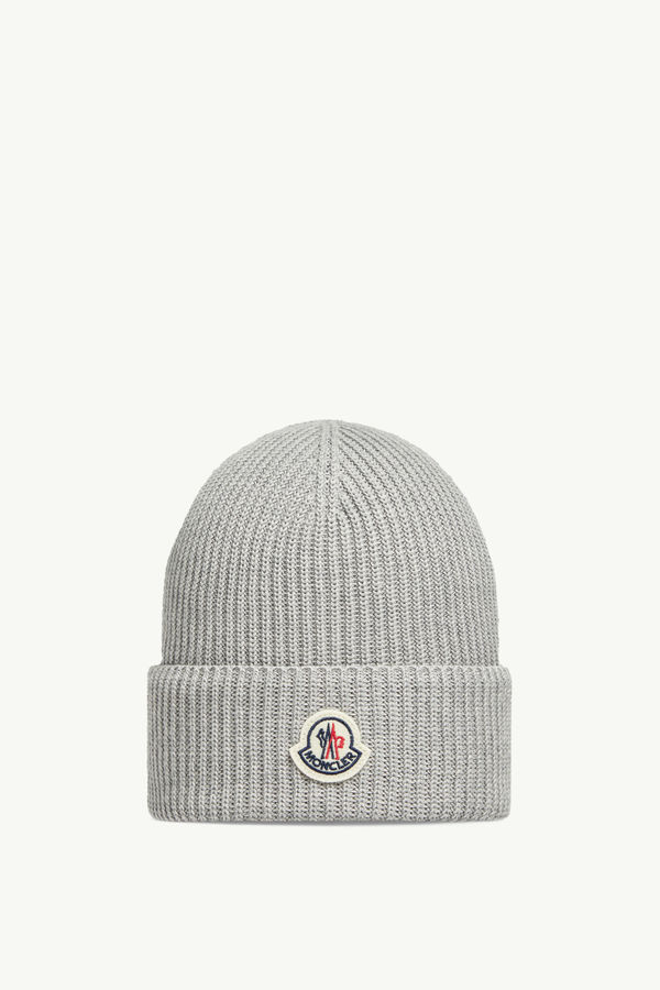 Cotton Beanie Men Gray Moncler 0
