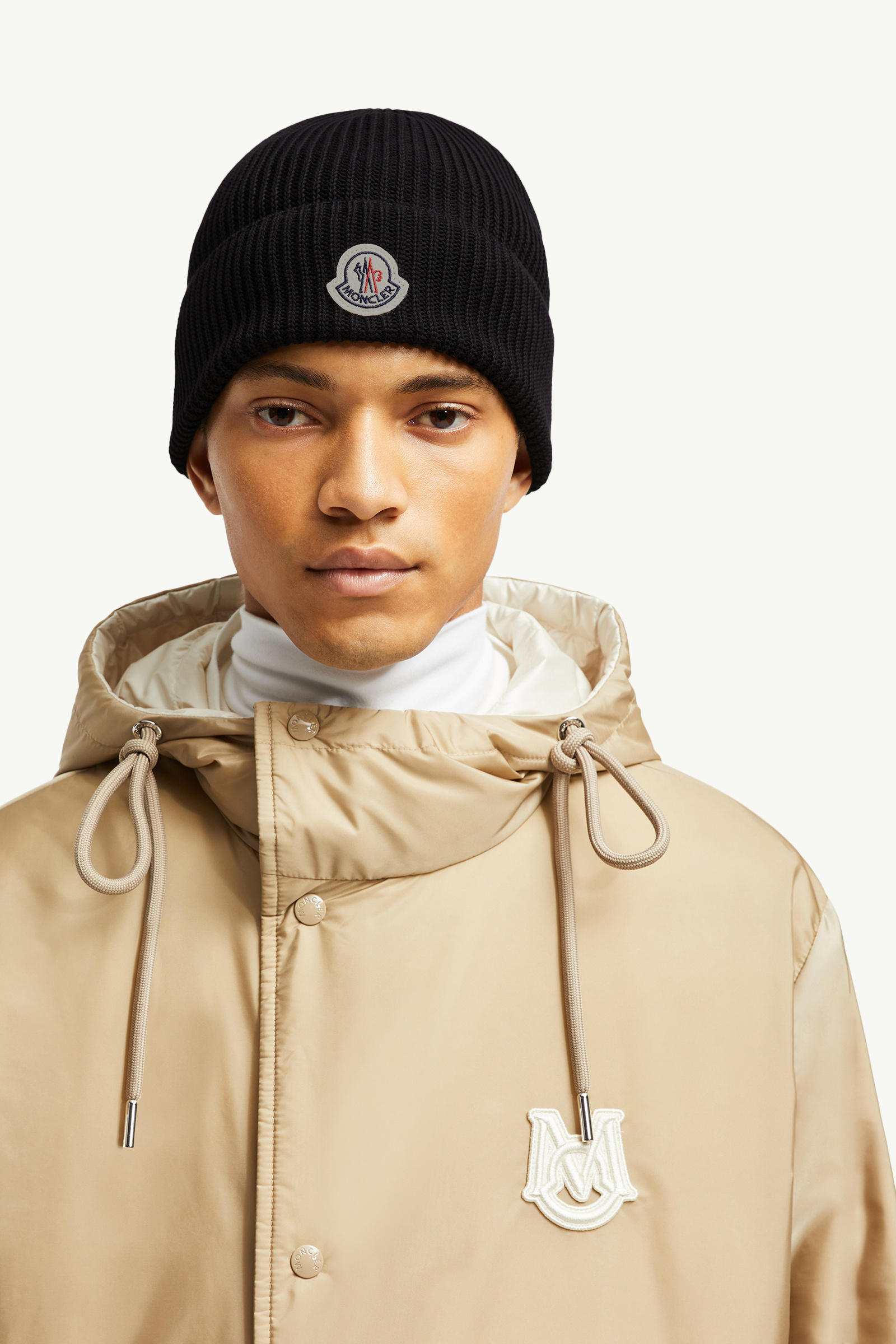 Cotton Beanie Men Black Moncler 1