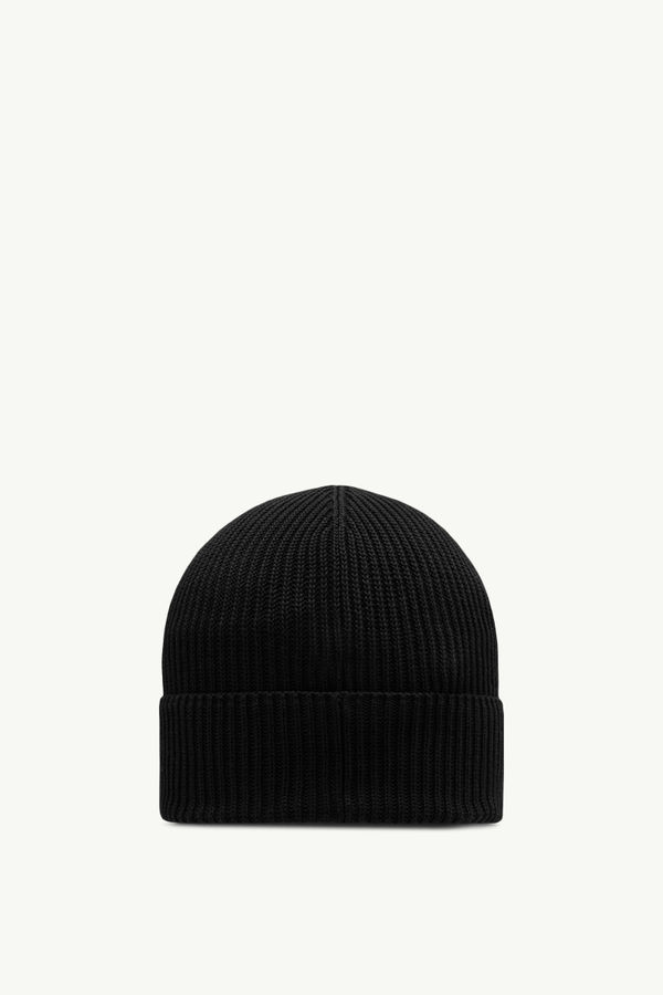 Cotton Beanie Men Black Moncler 3