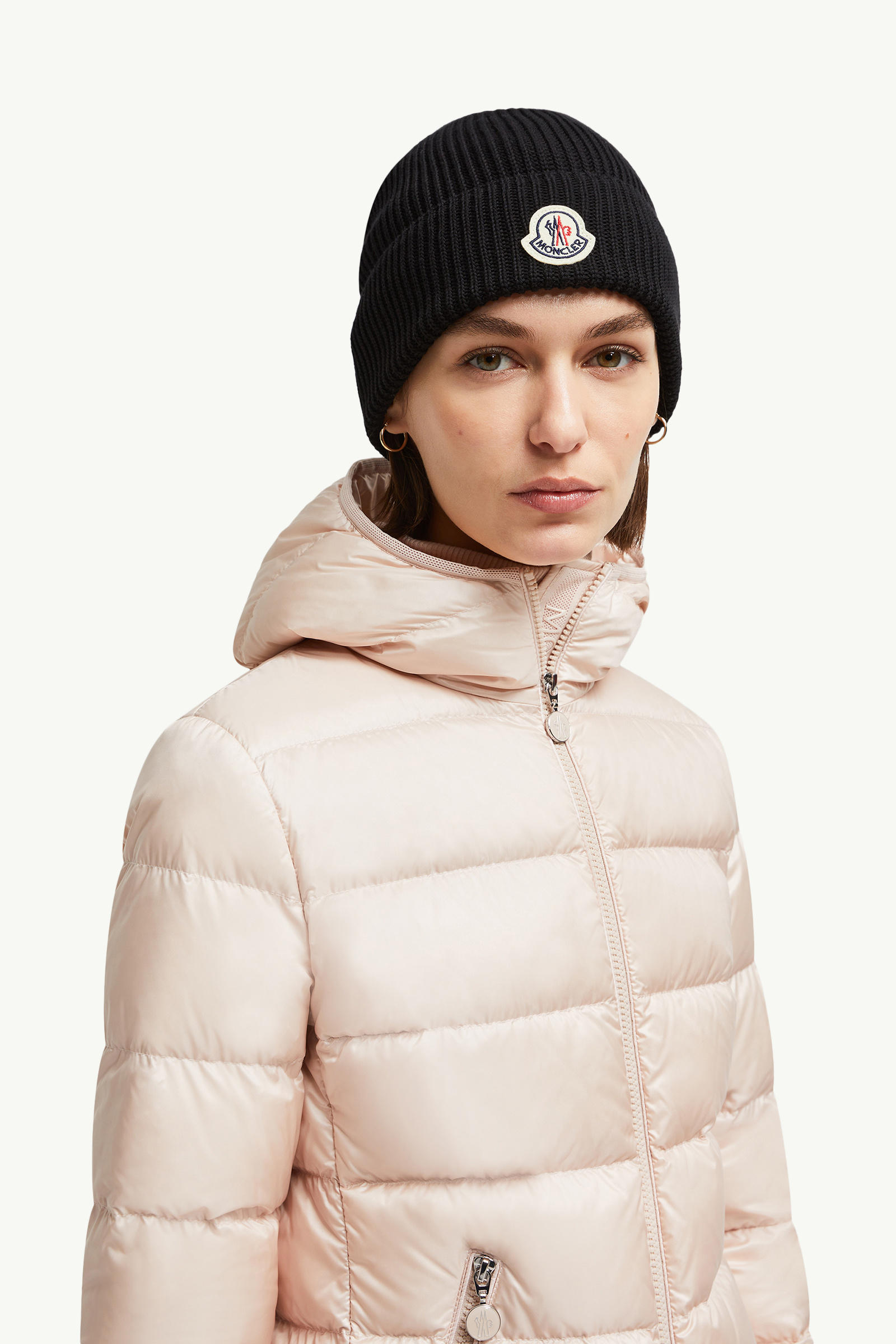 Cotton Beanie Men Black Moncler 4