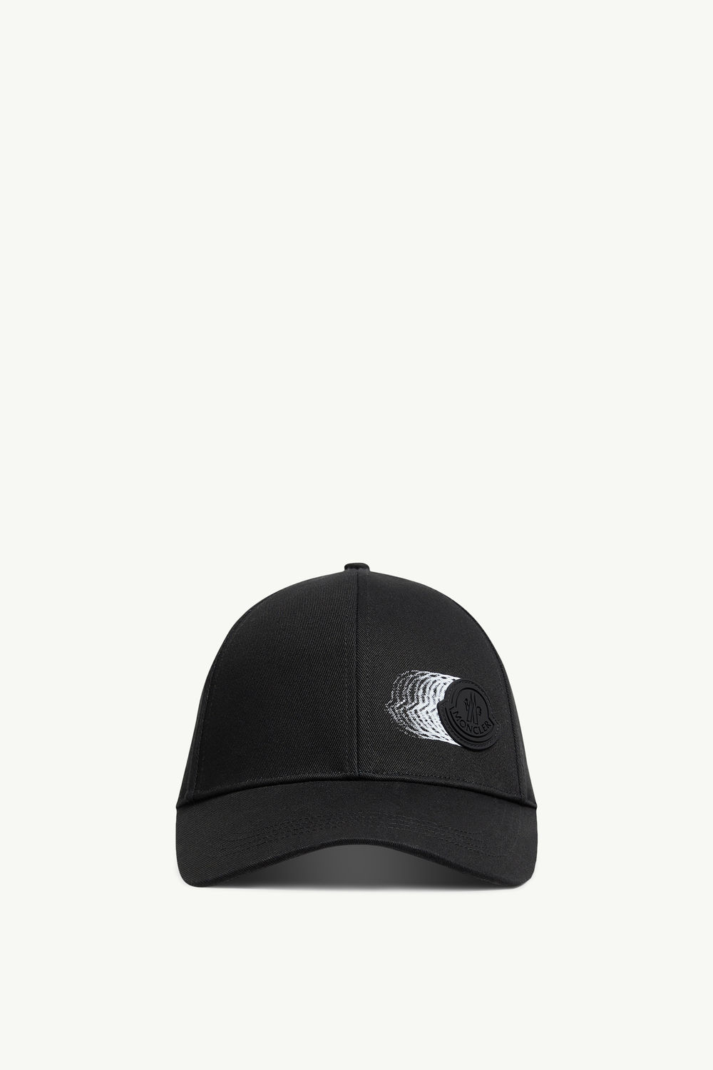 Black Faded Logo Motif Gabardine Baseball Cap Hats Beanies