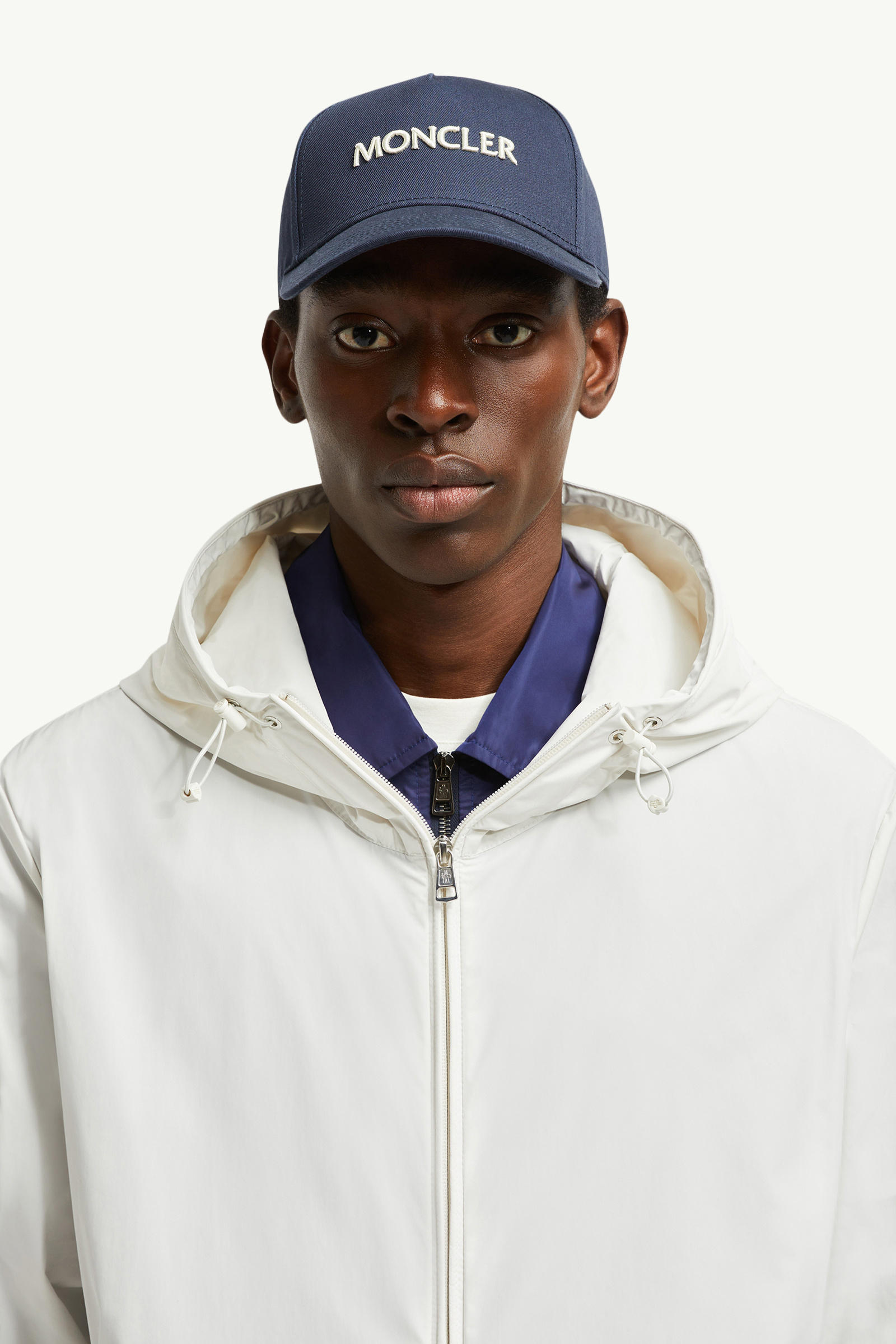 Embroidered Logo Gabardine Baseball Cap Men Navy Blue Moncler 1