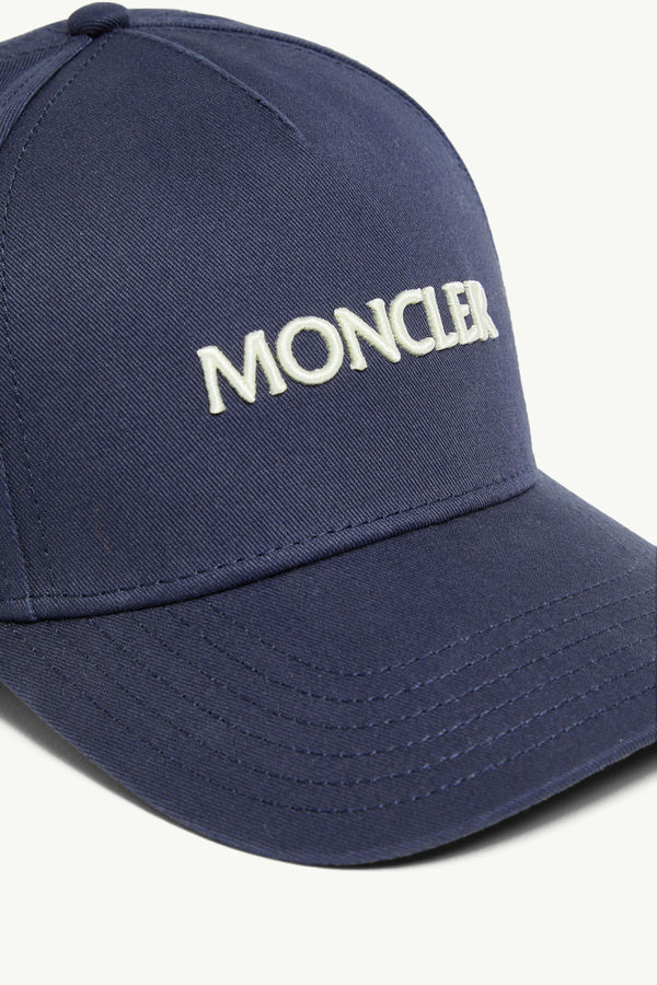 Casquette en gabardine à logo brodé Hommes Bleu marine Moncler 4