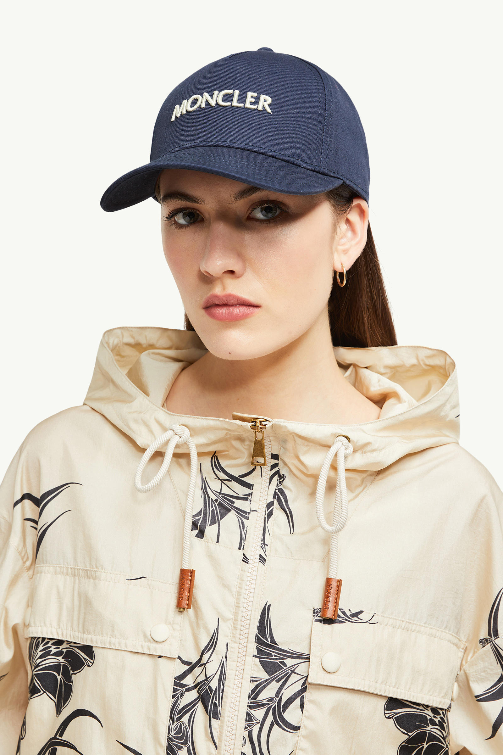 Embroidered Logo Gabardine Baseball Cap Men Navy Blue Moncler 5